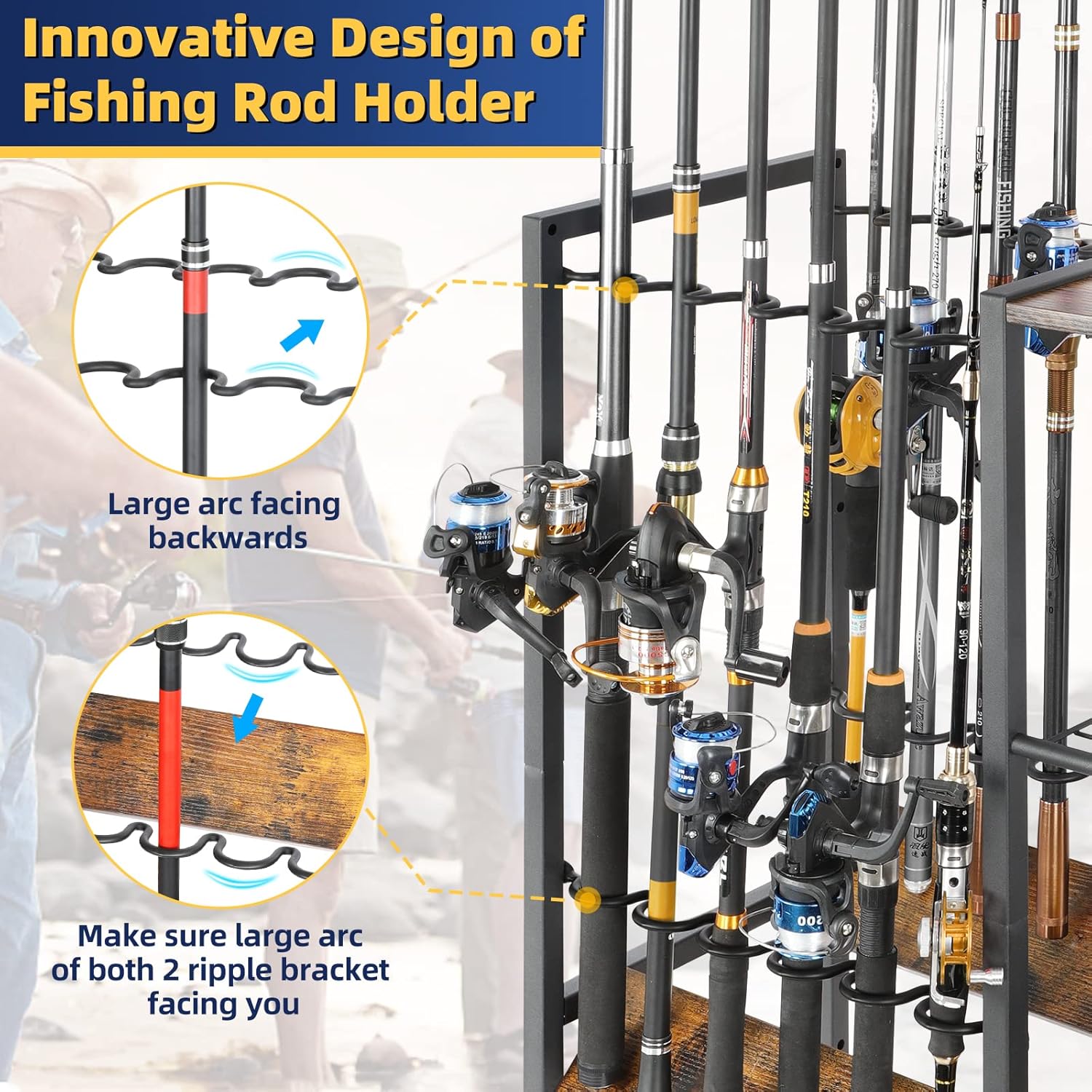 Massive Discounts Fishing Rod Holder - 12 Rod Steel Tackle Cart
