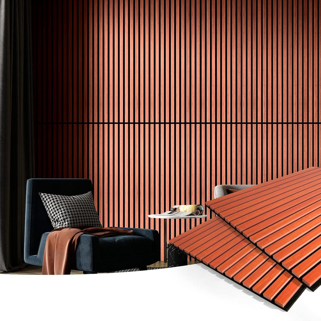 Art3d Acoustic Wood Slatted Wall Panels - 2 Pack 60x120cm Cherry Finish