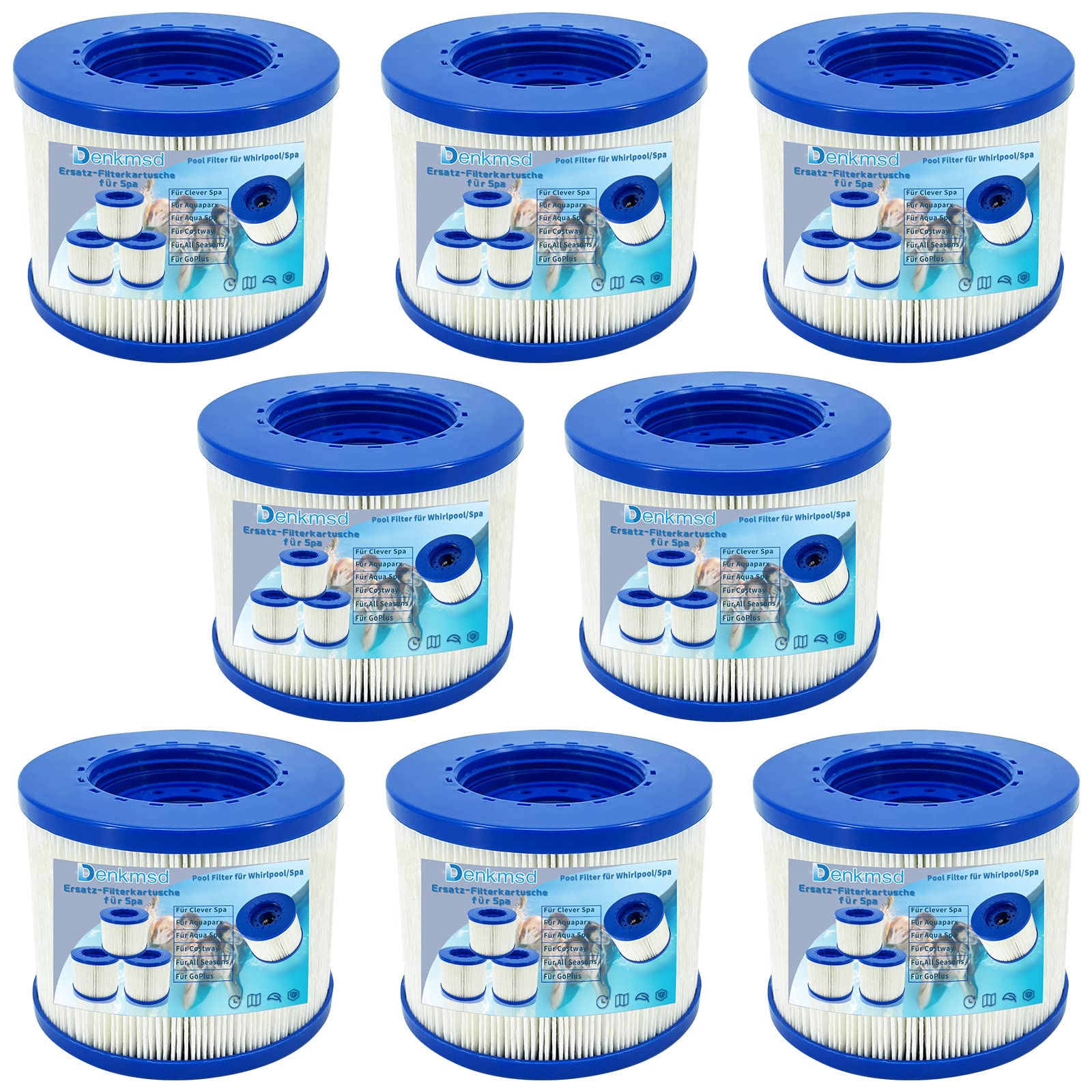 Denkmsd Spa Filter Cartridge Replacement for Clever Spa & Costway - 8 Pcs