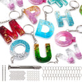 Mocoosy 134Pcs Silicone Alphabet Resin Moulds Kit for Keychain Making