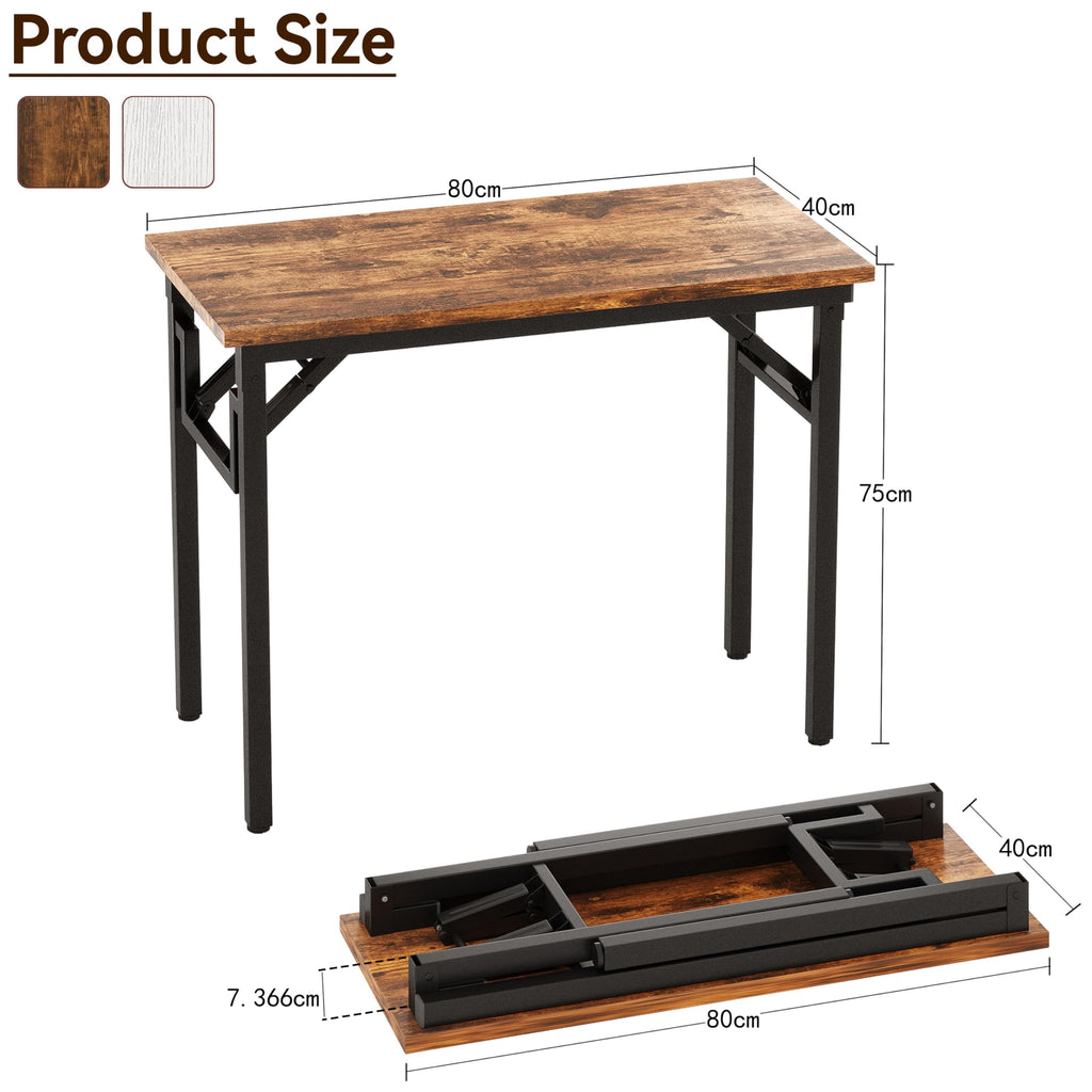 Xyphren Small Folding Desk, No Assembly- 80x40cm Folding Computer Desk, Perfect Office Desk for Small Spaces in Bedroom,Outside - image 4
