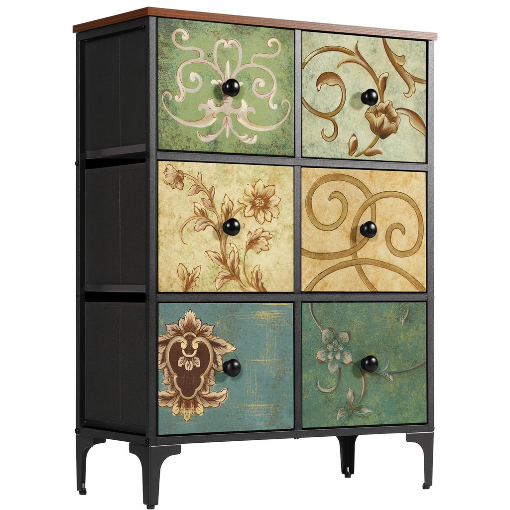 LYNCOHOME 6 Drawer Fabric Dresser – Modern Storage Chest for Bedroom