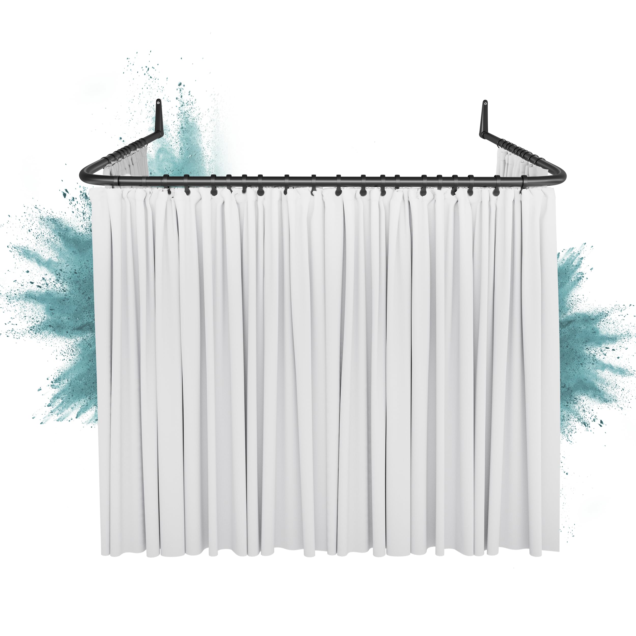 Erica U-Shaped Shower Curtain Rail – Black Steel, 85x95x85 cm