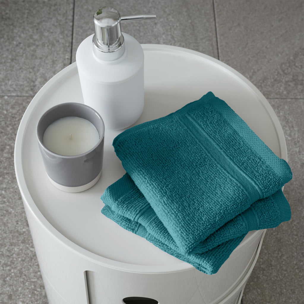 Catherine Lansfield Zero Twist Cotton 30x30cm Face Cloth Pair Teal Green