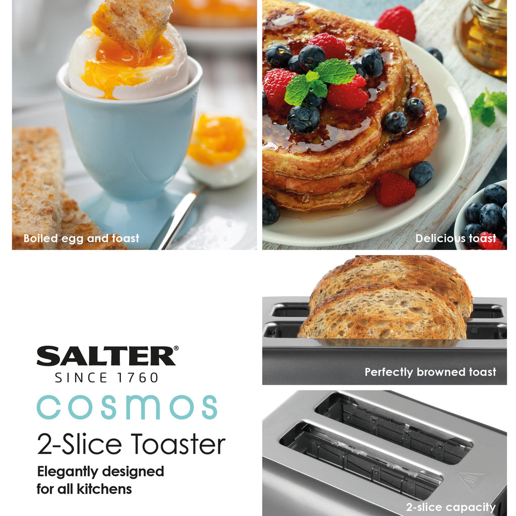 Salter Cosmos Kettle and Toaster Set – Grey 1.7L Fast Boil 2-Slice
