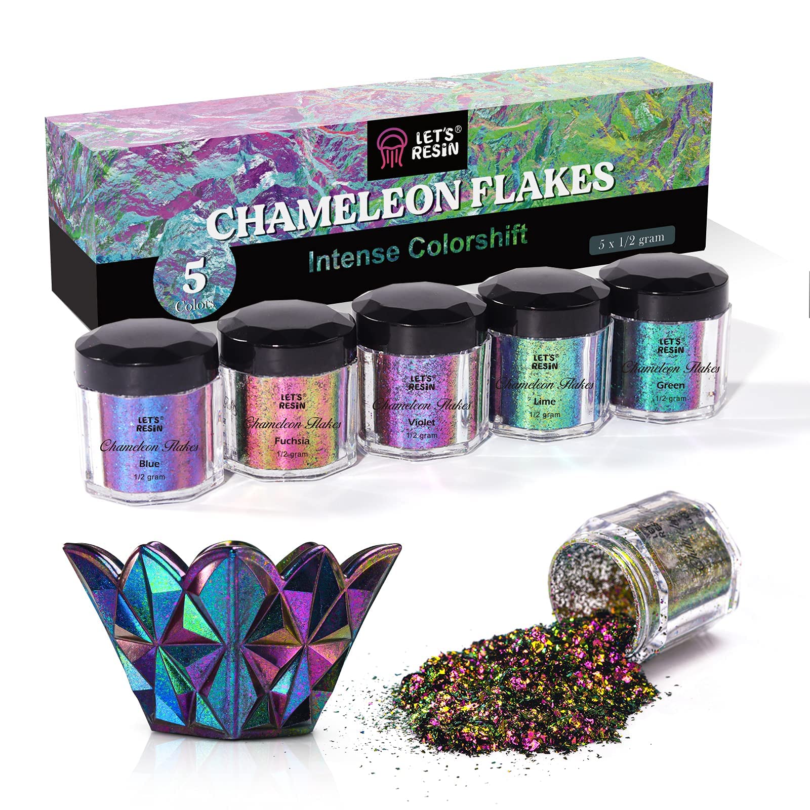LET'S RESIN Chameleon Flakes | 5 Color Intense Colorshift Pigment Powder