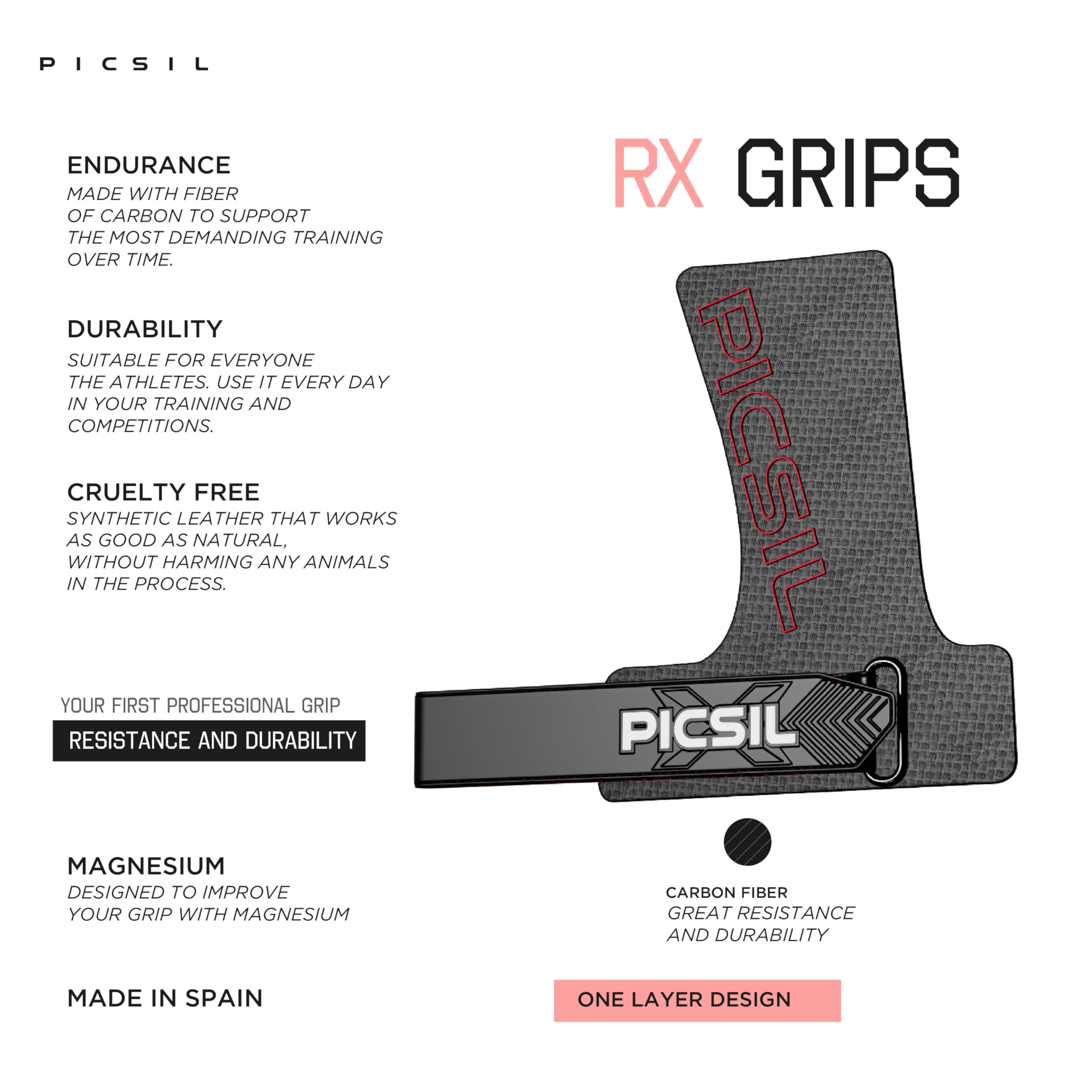 PICSIL RX Carbon Fiber Gymnastics Grips – Durable Synthetic Hand Protection