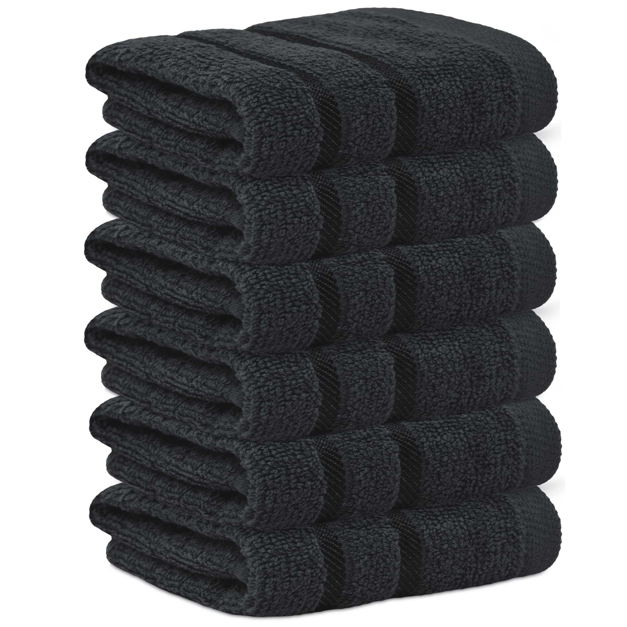 Towelogy Cotton Face Cloths – 6 Pack Soft Flannel Washcloths, Noir