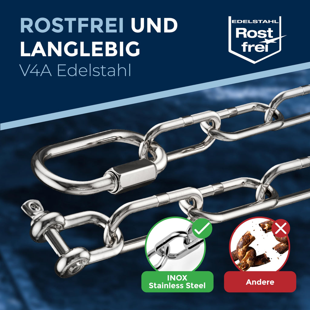Jolof Store V4A Stainless Steel Chain Set – 2m Heavy Duty Suspension Kit