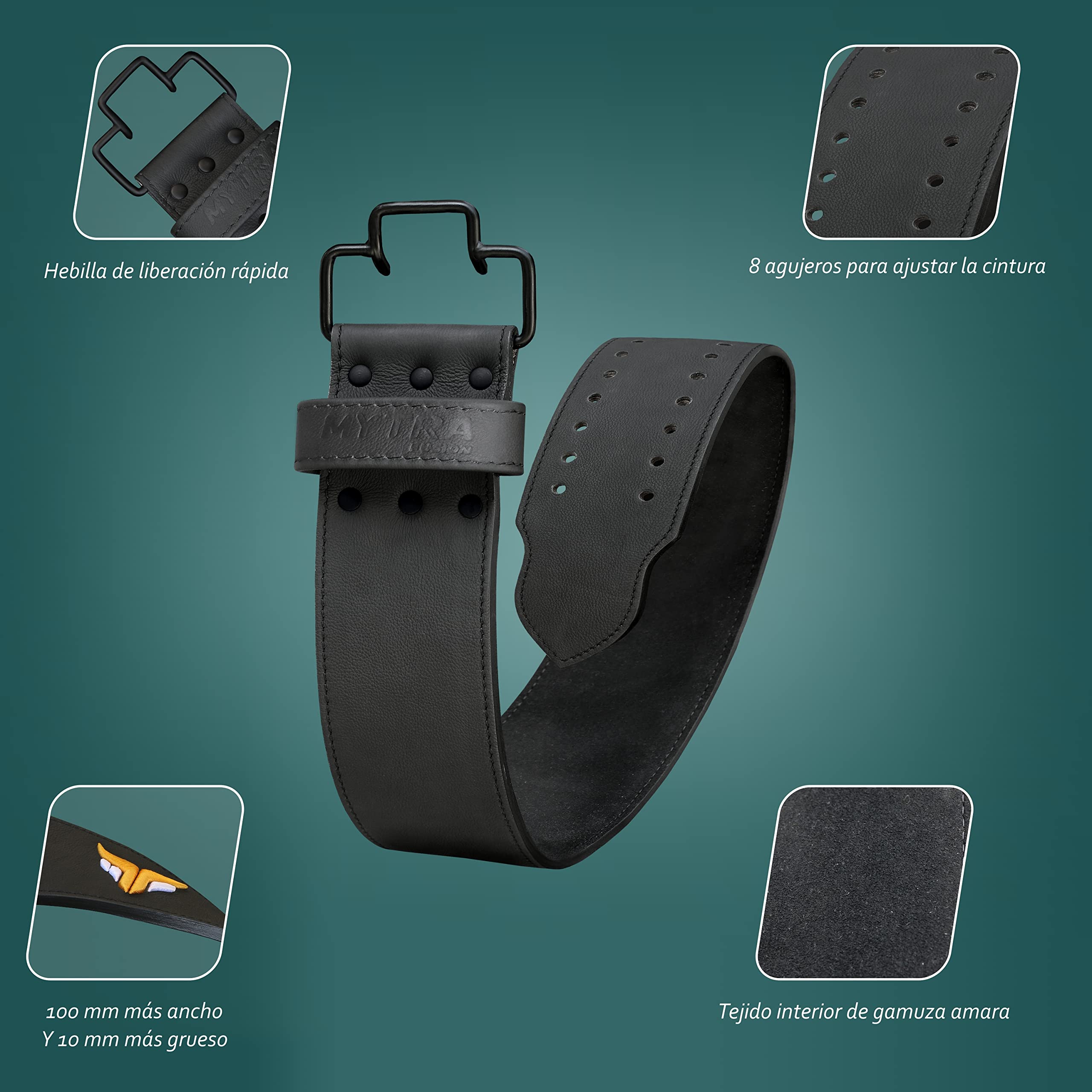 Mytra Fusion Weight Lifting Belt | 10mm Leather Powerlifting Belt
