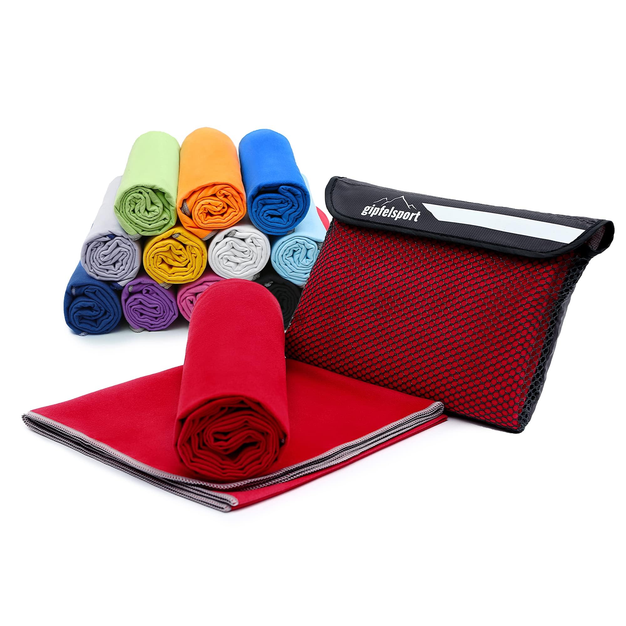 gipfelsport Microfibre Towel – Quick-Dry XXL Travel & Beach Towel, Red