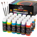 Kolor Kingdom Acrylic Paint Set - 24 Colors Non-Toxic Kit with 3 Brushes