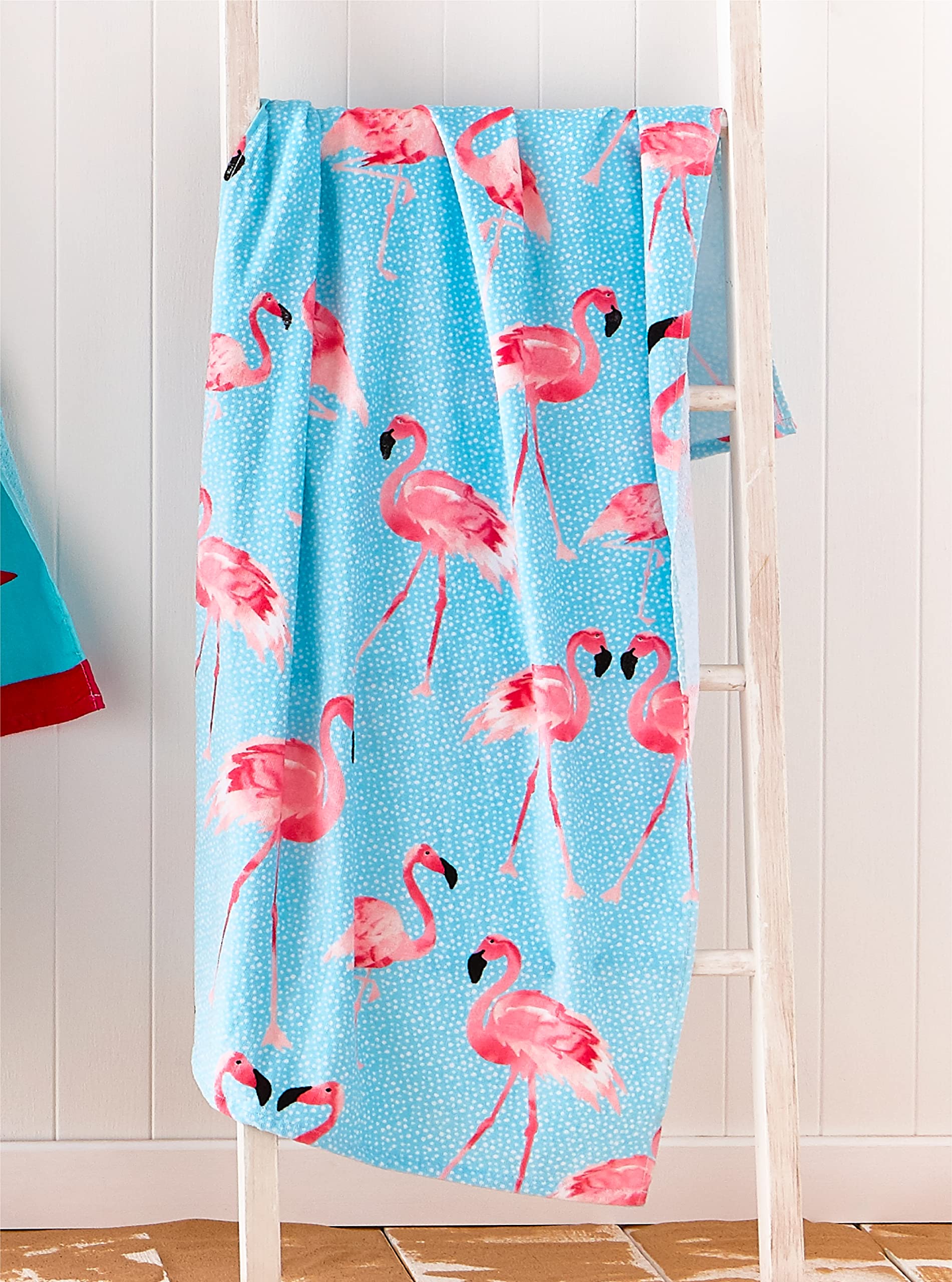 Catherine Lansfield Flamingo Beach Towel – 100% Cotton Blue 76x160cm