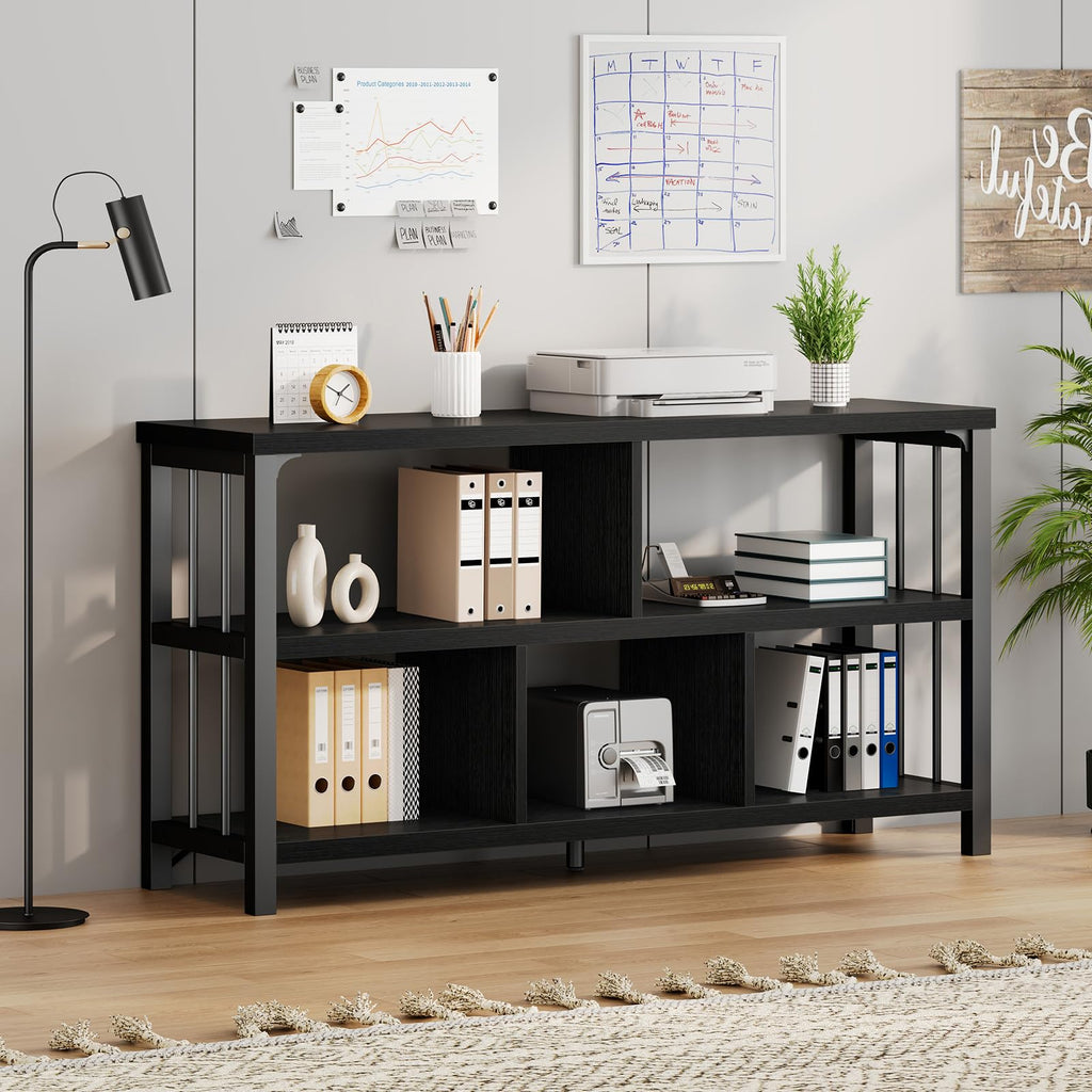 IBF 5 Cube Storage Organizer Bookshelf Low Bookcase 120cm Black Oak - image 3