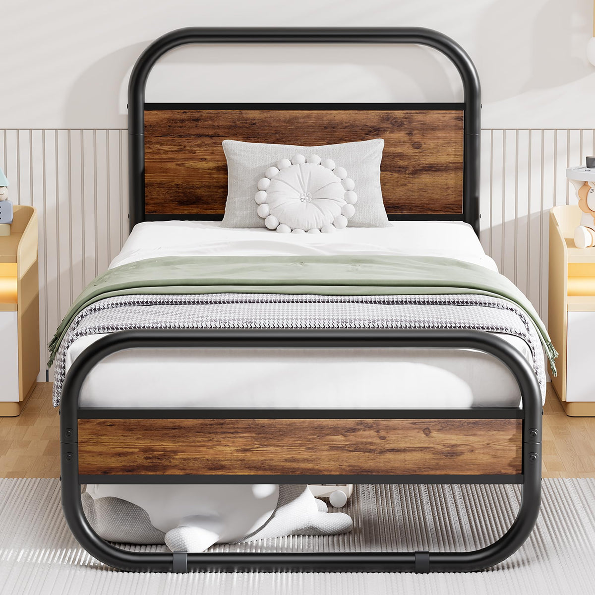 Diahomy 3ft Single Bed Frame, 90x190cm Metal Platform Bed, Bed Base,Brown - image 1
