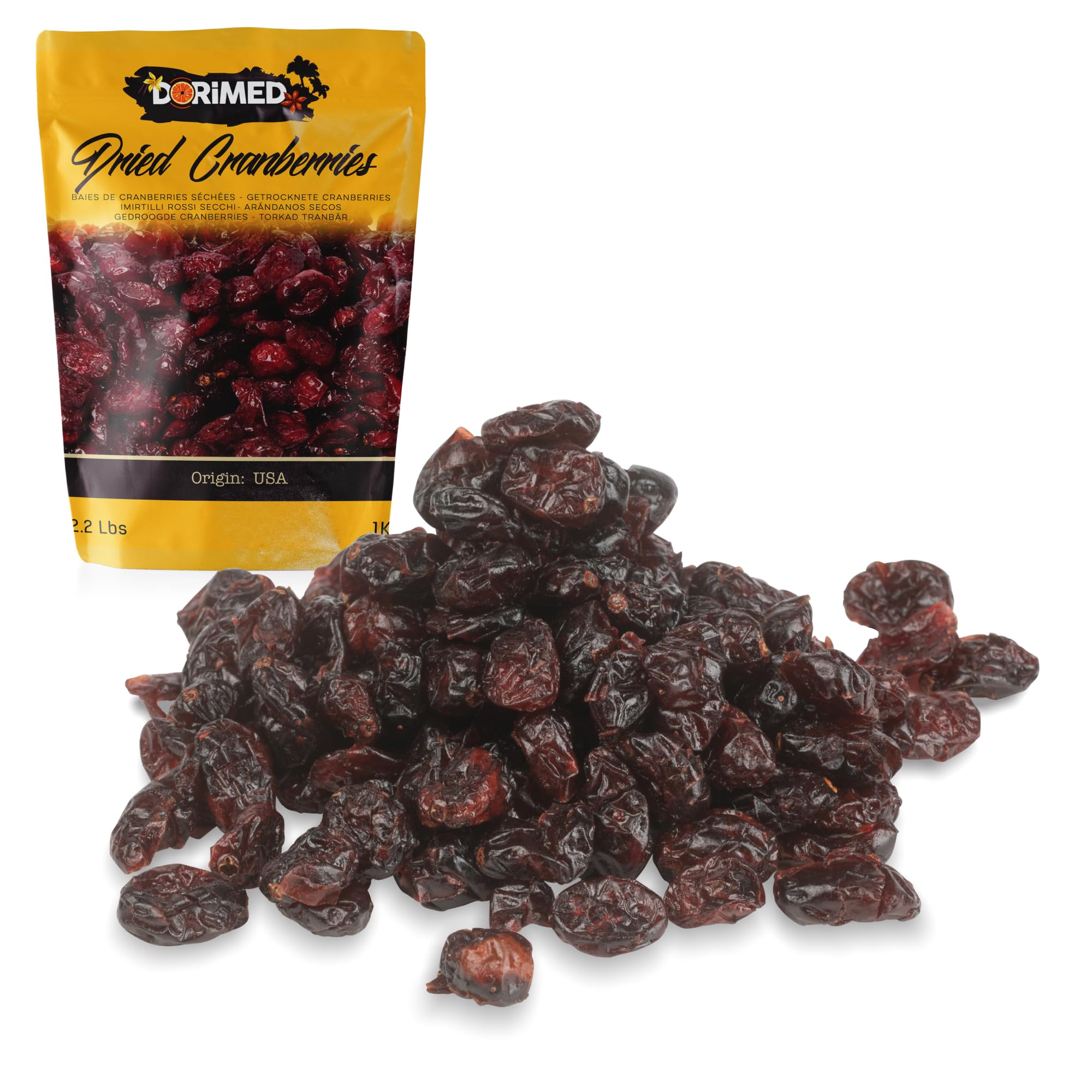 Dried Cranberries – 1kg Whole Dehydrated Sweet Fruit Bag