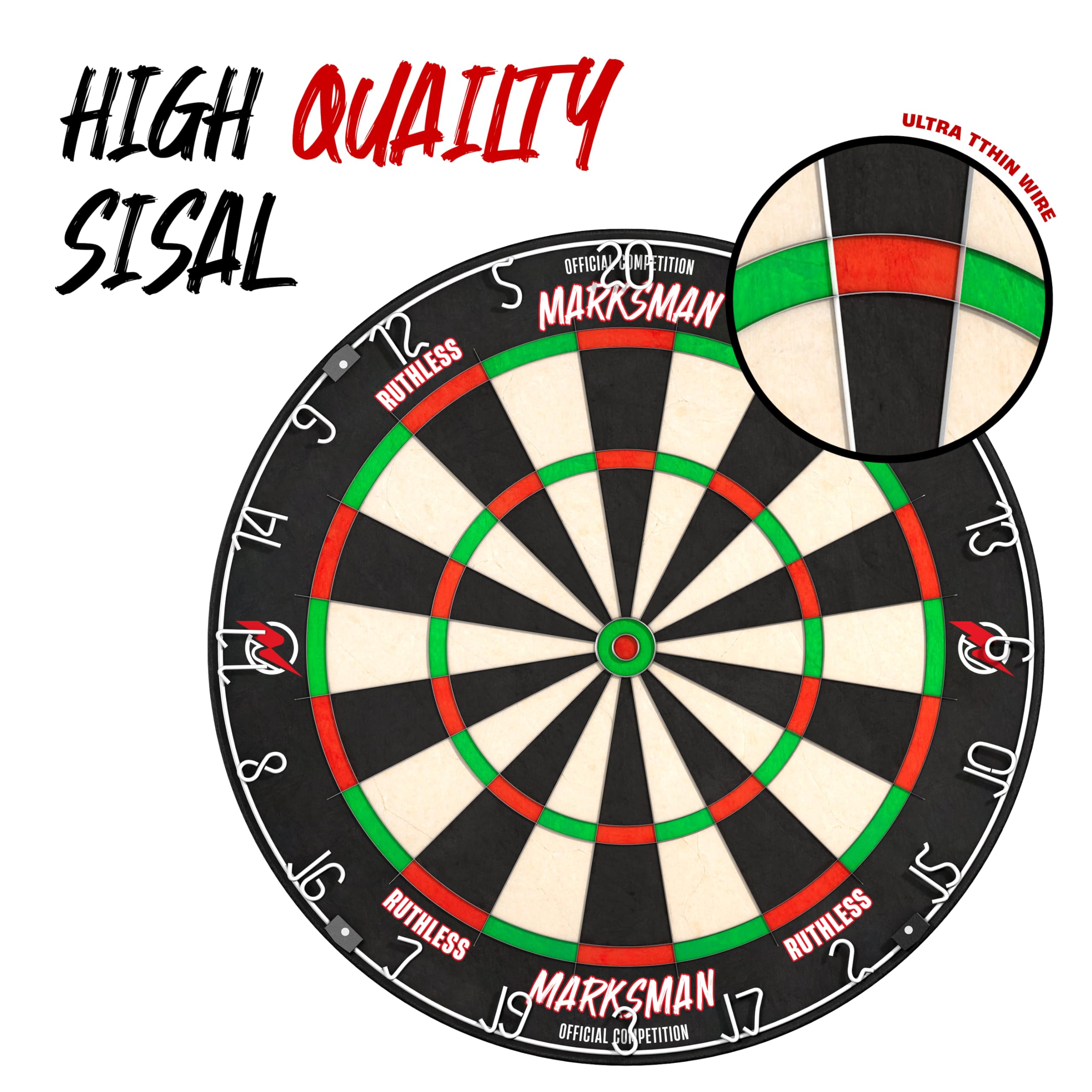 Ruthless Marksman Professional Sisal Dartboard – Ultra Thin Wire (DB072)