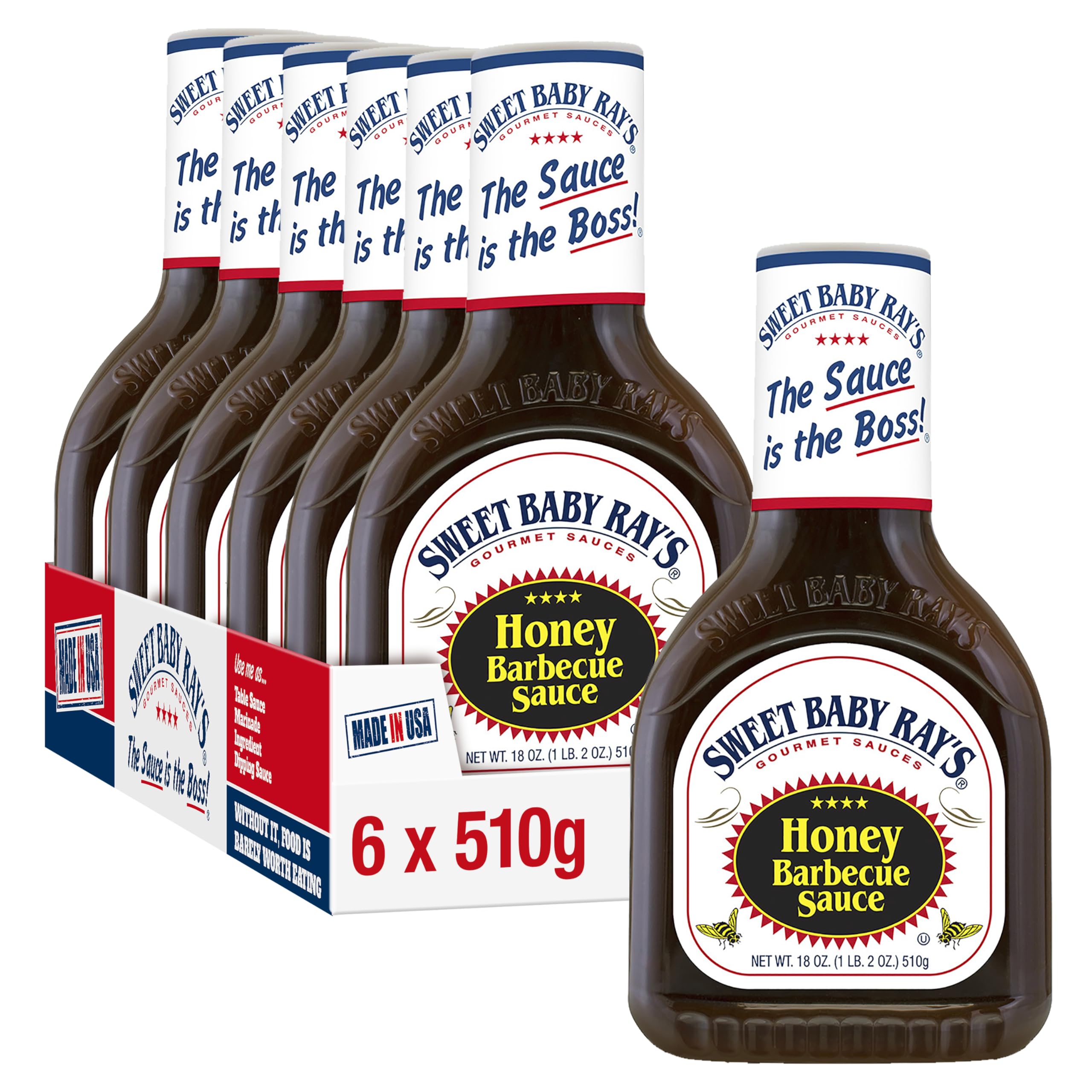 Sweet Baby Ray's Honey BBQ Sauce – 18oz Bottles, Pack of 6
