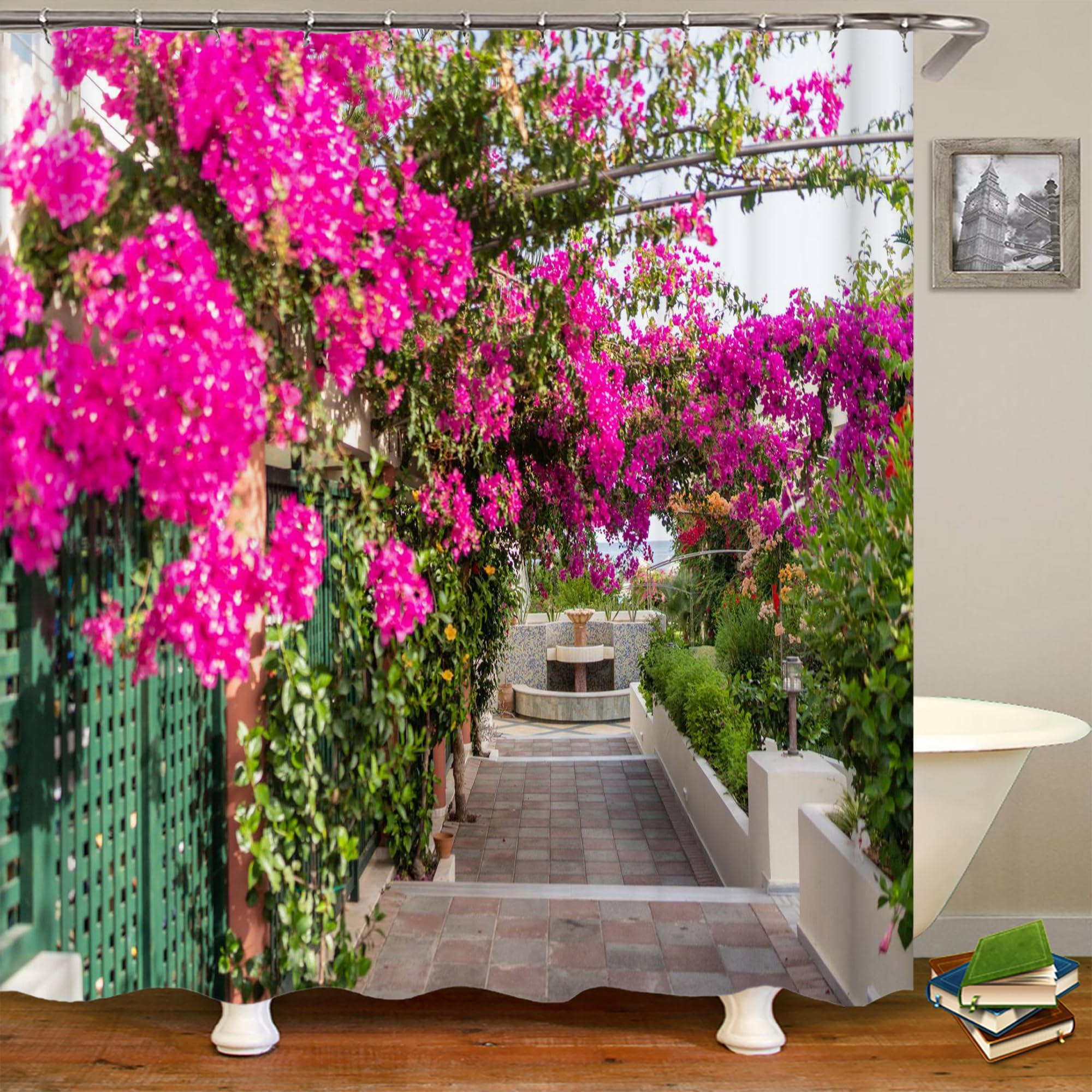 Floral Garden Shower Curtain | Waterproof Purple Flower Decor