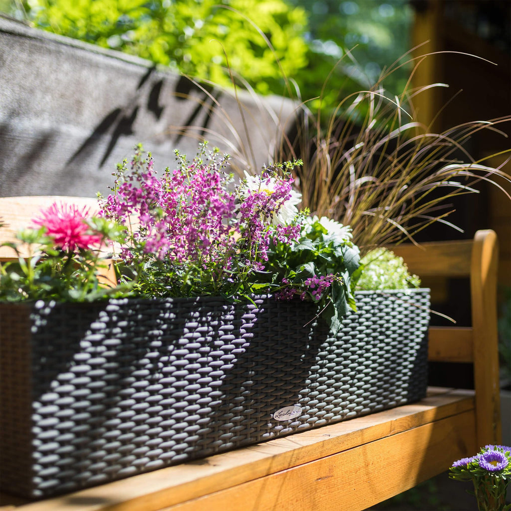Lechuza BALCONERA Cottage 80 Self-Watering Rattan Window Box Planter