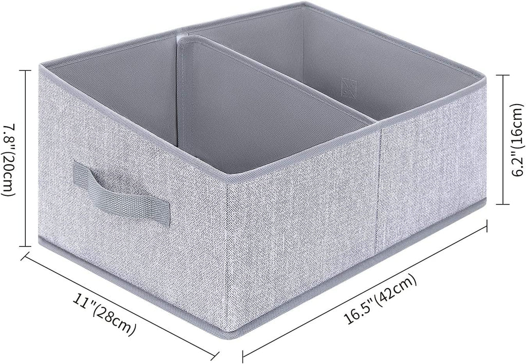 DIMJ 3 Pack Storage Boxes with Compartment, Foldable Storage Basket with Reinforced Handle - image 2