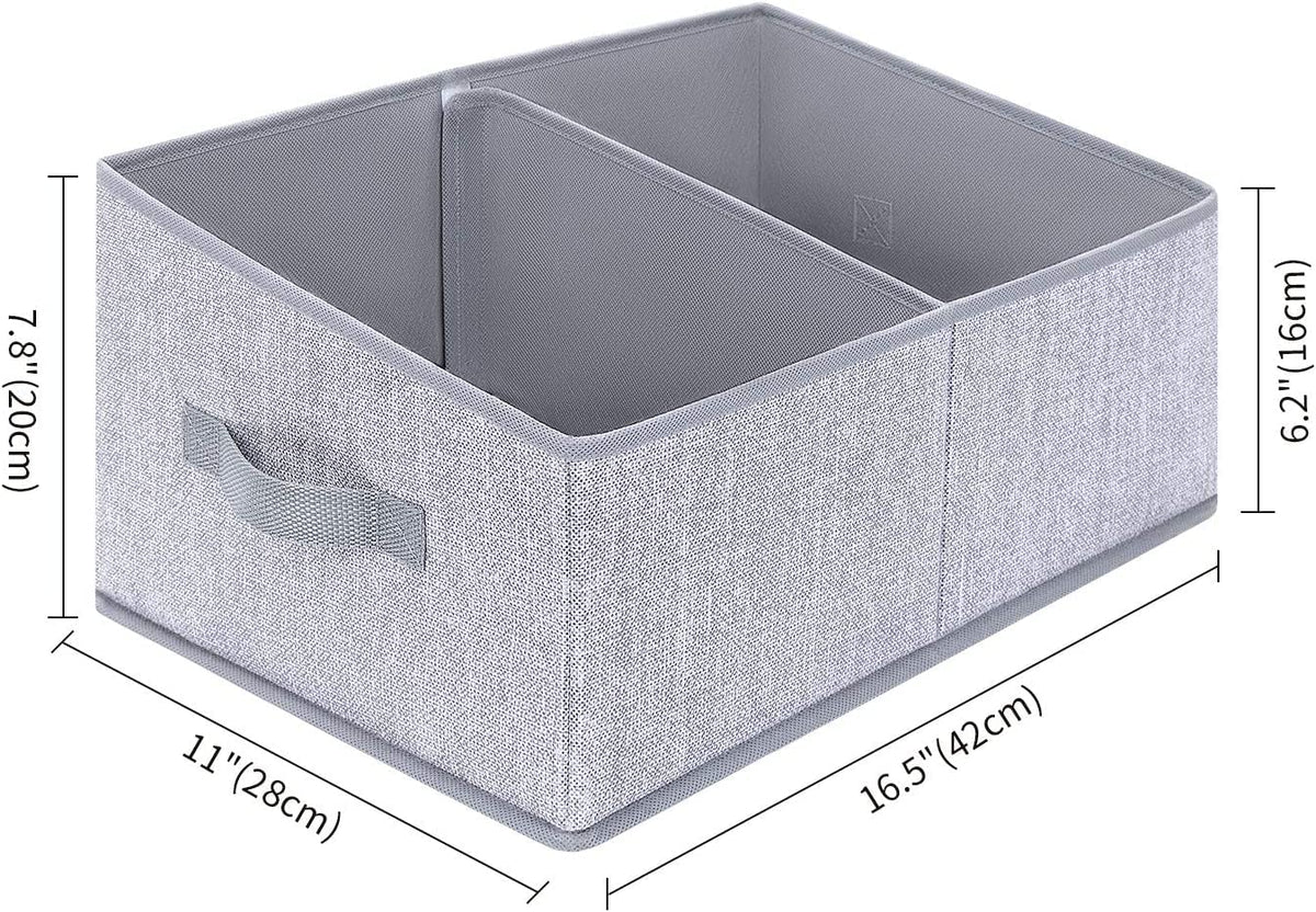 DIMJ 3 Pack Storage Boxes with Compartment, Foldable Storage Basket with Reinforced Handle - image 2