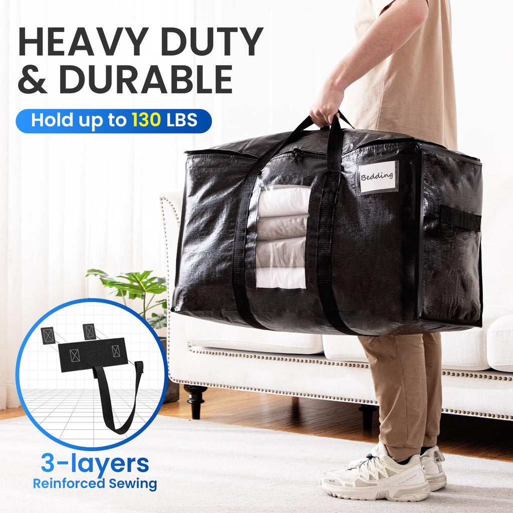 TAILI Extra Large Moving Bags – 6 Pack Heavy Duty Storage with Zips