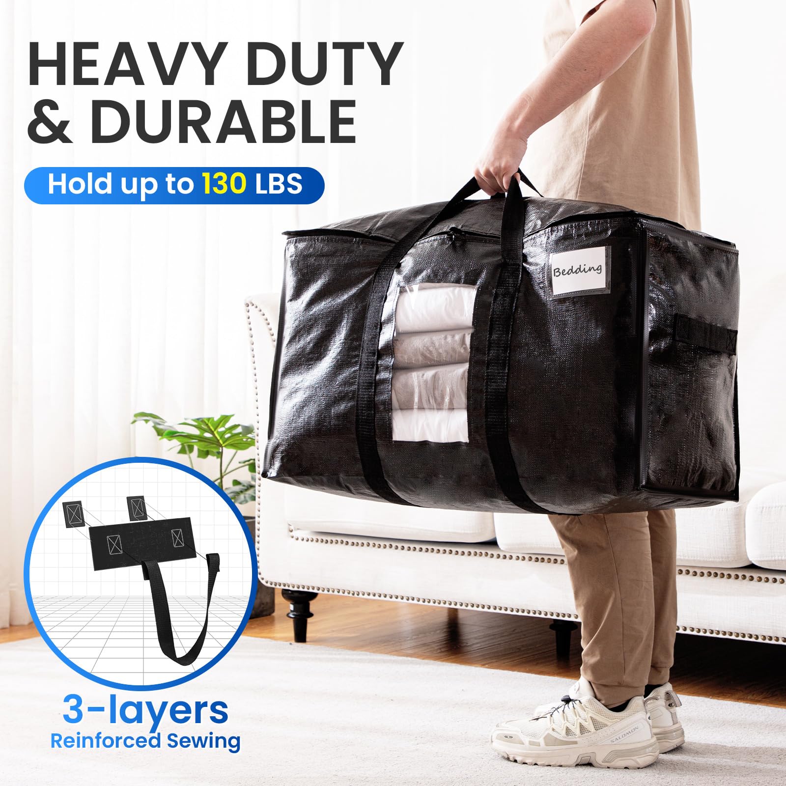 TAILI Extra Large Moving Bags – 6 Pack Heavy Duty Storage with Zips