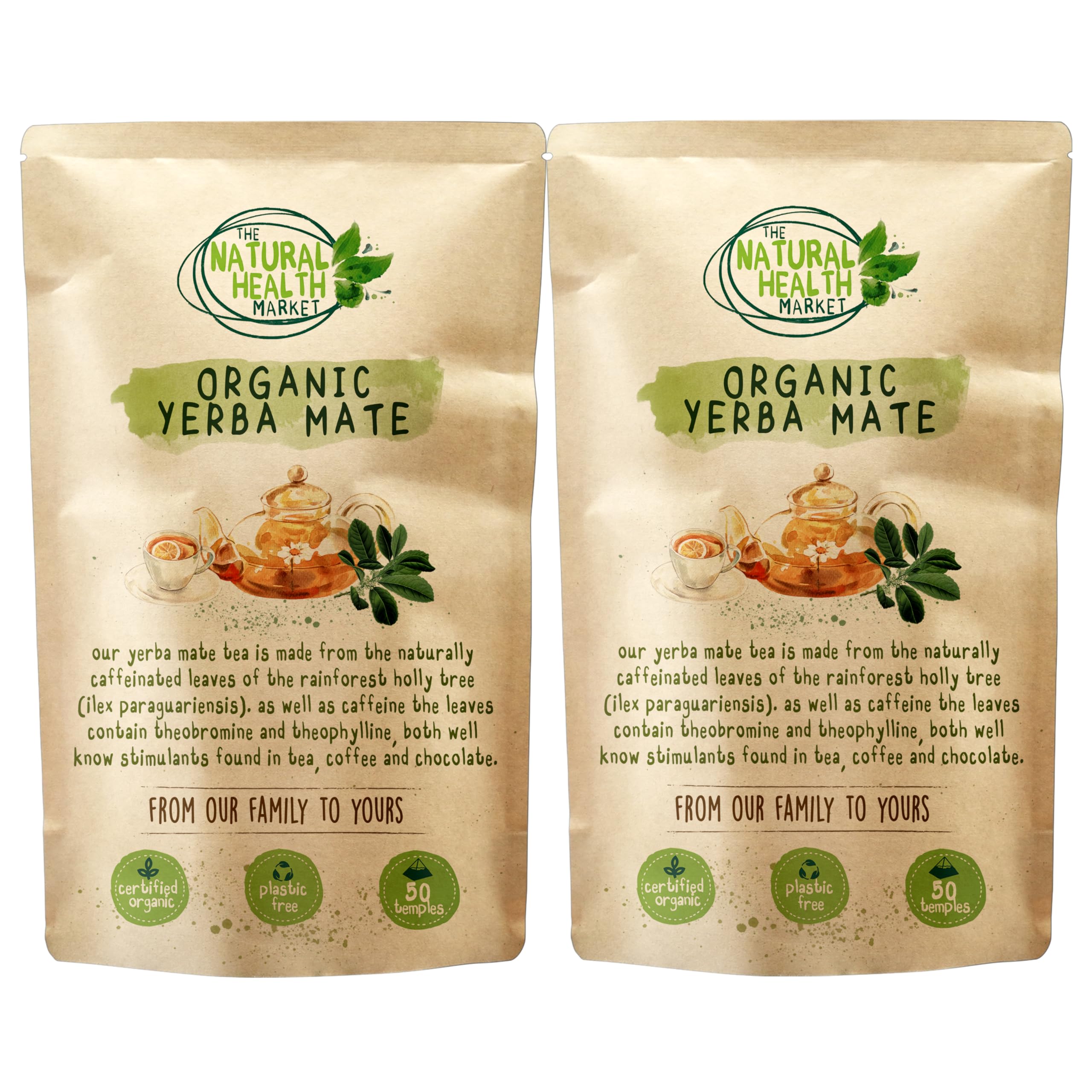 Organic Yerba Mate Tea Bags - 100 Pack Pure Leaf Brazil
