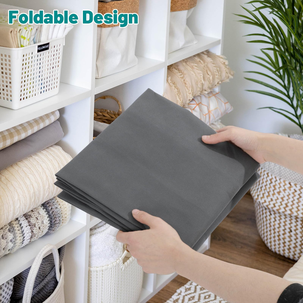 Dntorx 6 Pack 90L Underbed Storage Bags With Lids, Foldable, Grey - image 5
