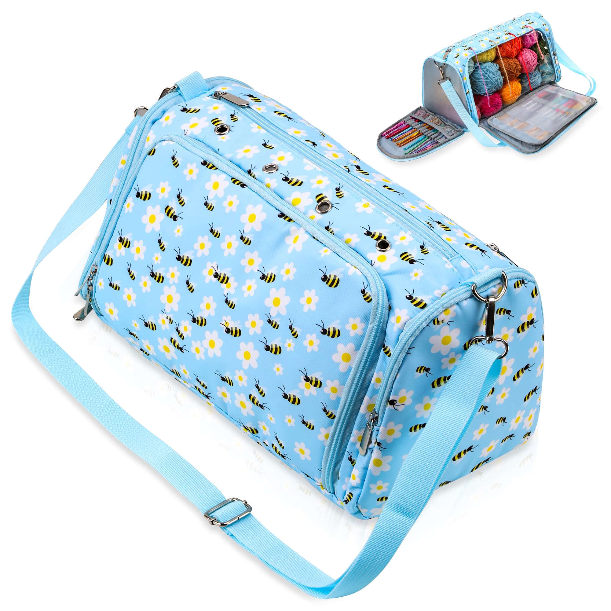 JOZEA Knitting Bag - Large Yarn Storage Tote for Crochet and Craft Projects