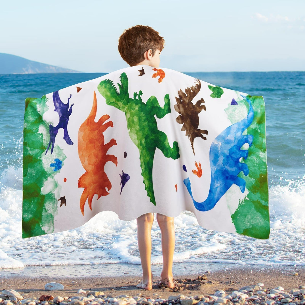 WERNNSAI Dinosaur Microfibre Beach Towel for Kids, 76 x 150cm Bath Towel - image 1