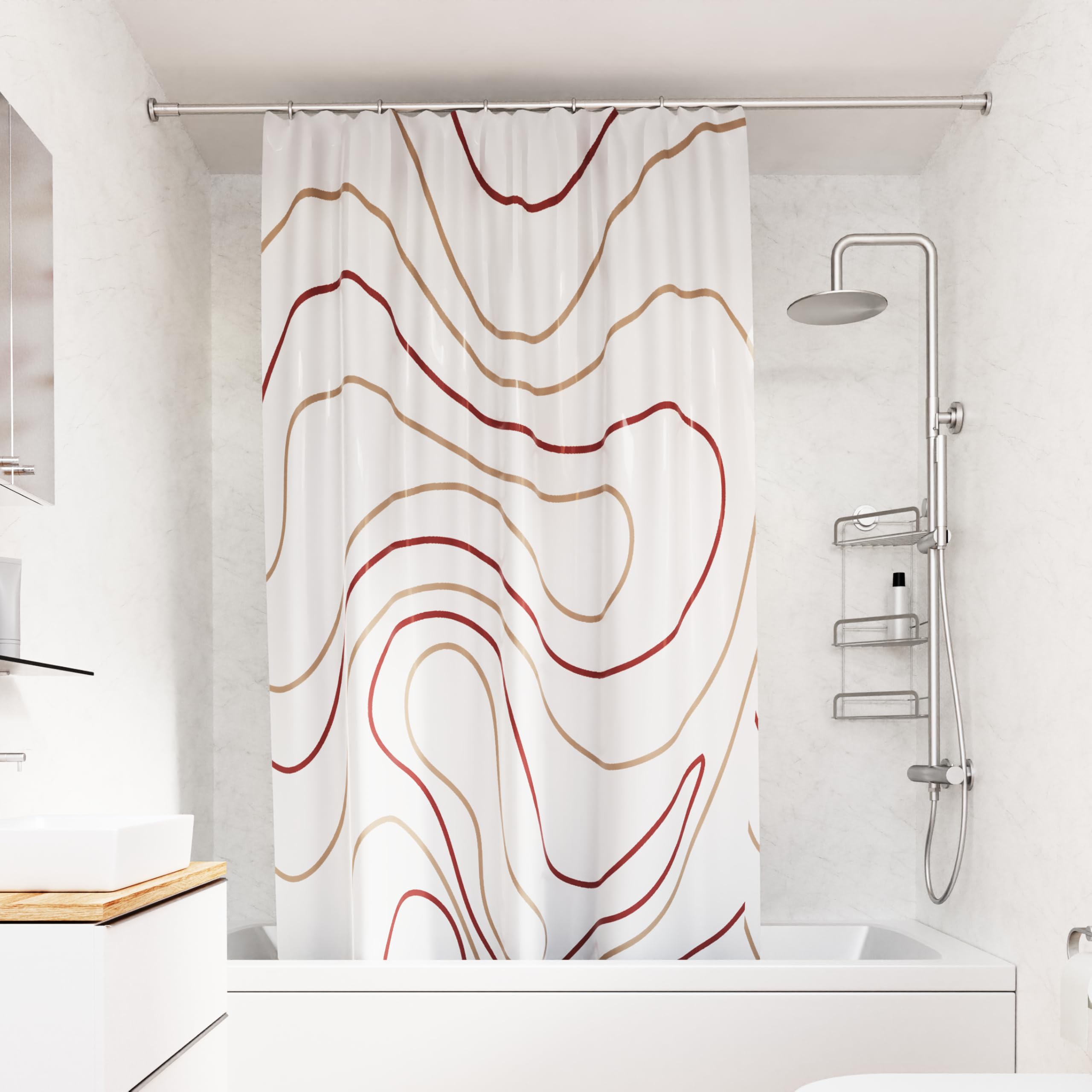 Croydex Pink Swirl Shower Curtain – 100% Polyester Weighted Hem