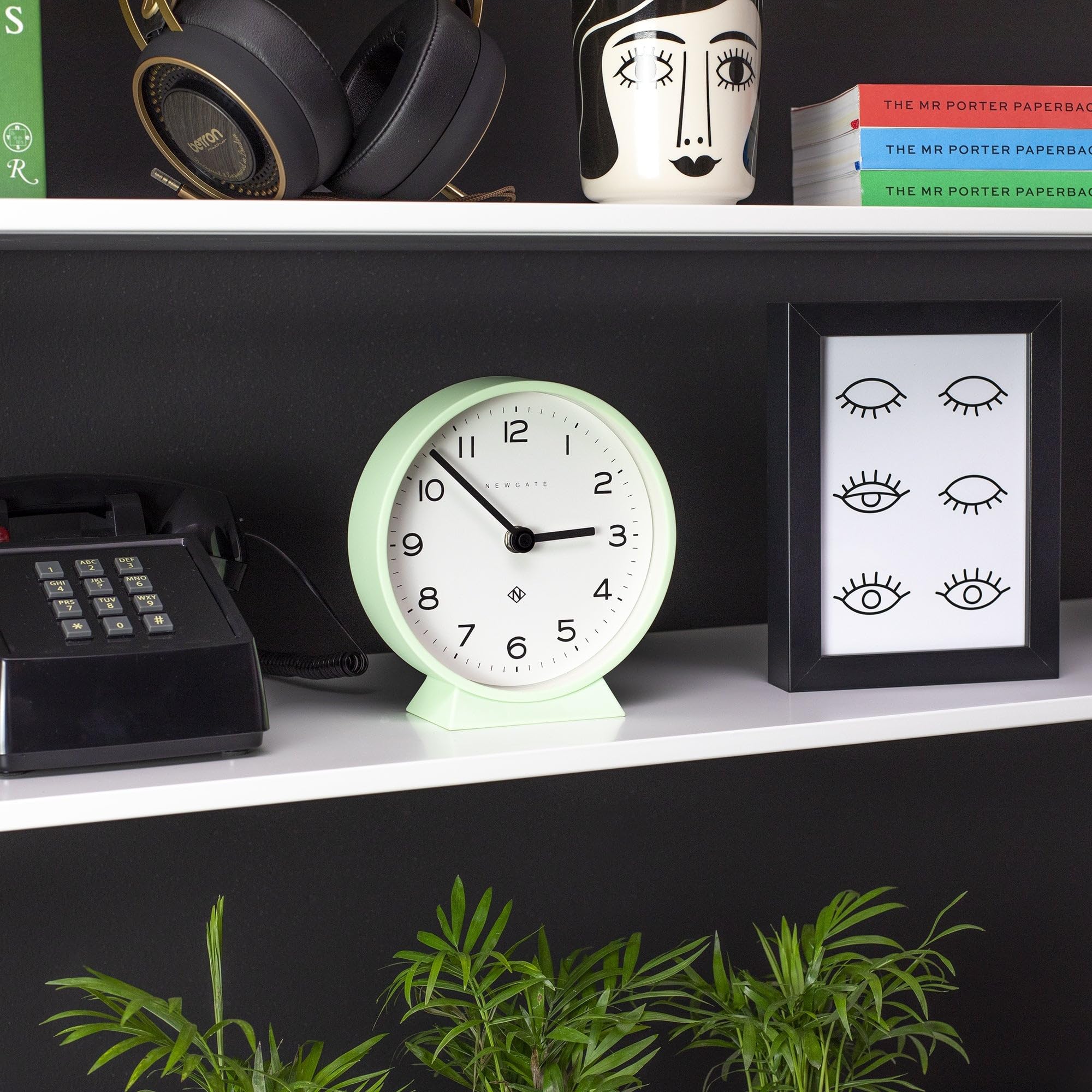Newgate M Mantel Clock | Silent Sweep Non-Ticking Minimalist - Neo Mint