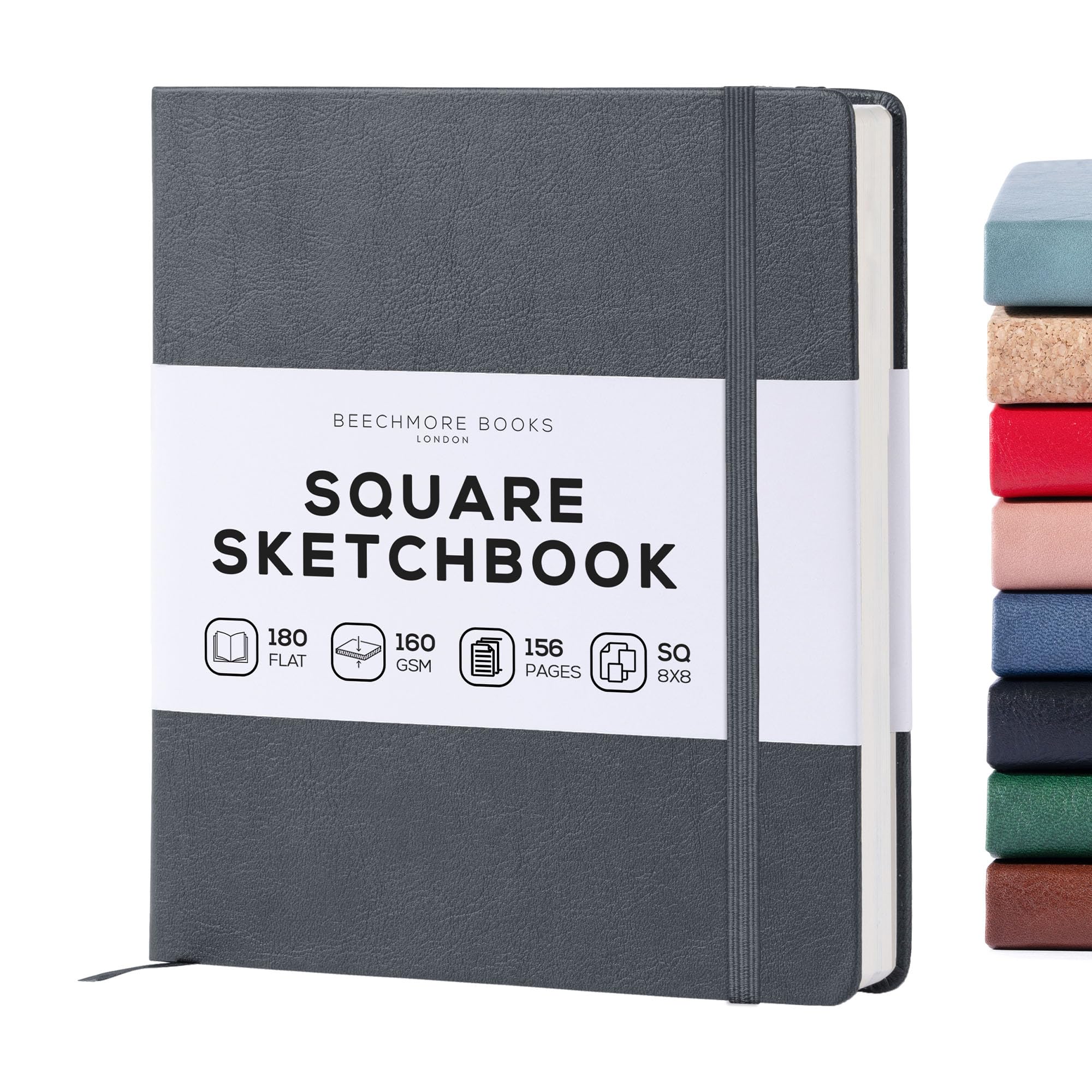 Beechmore Books 8x8 Square Sketchbook – Vegan Leather 160gsm Art Journal