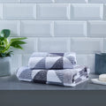 Fusion Grey Geometric Bath Towel | 100% Cotton 550gsm Luxury Towel