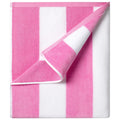 Ouxiaobai Oversized Cotton Beach Towel – Large Striped Pool Towel (Pink)