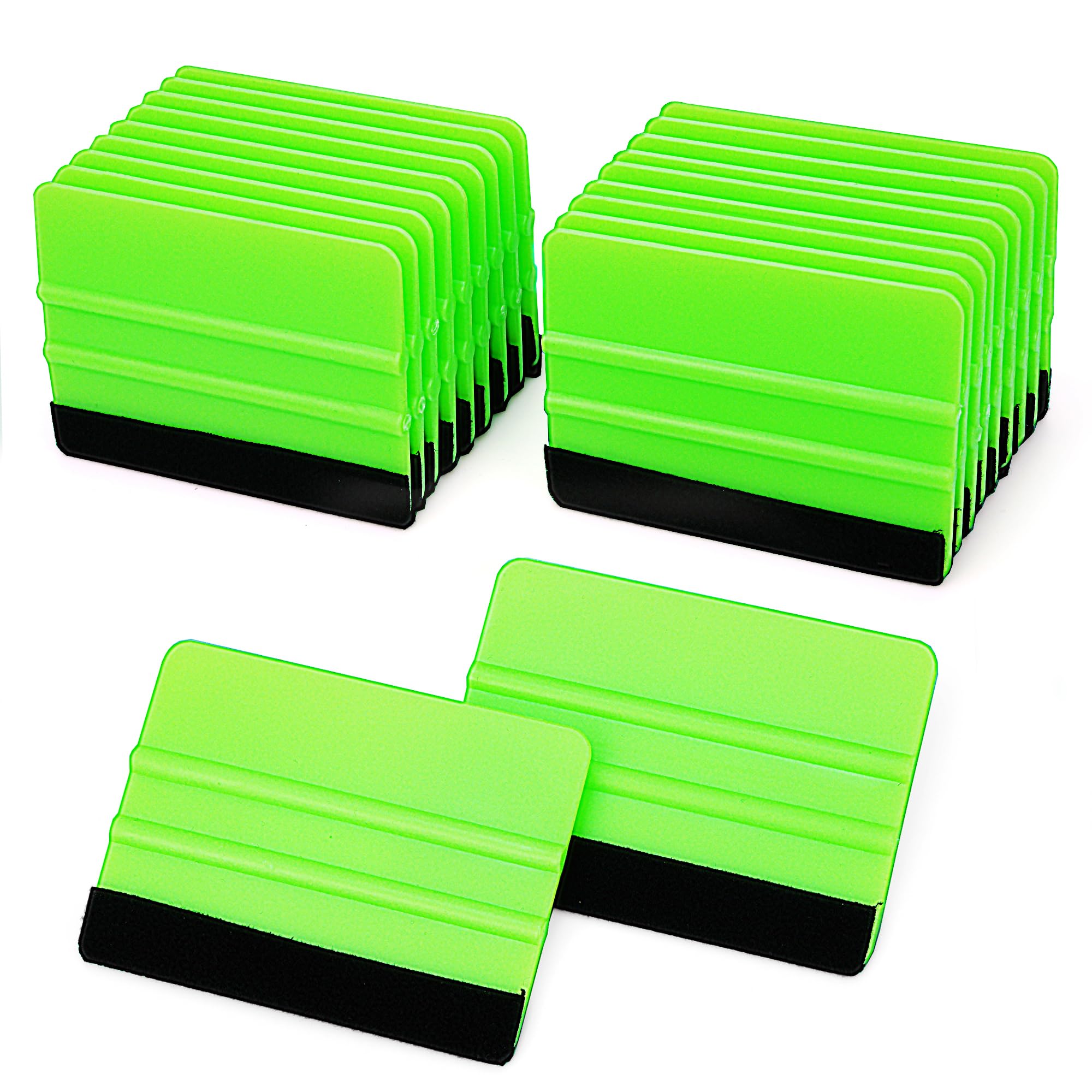 Umaki 20-Piece Car Wrap Squeegee | Felt Edge Vinyl Decal Applicator, Green