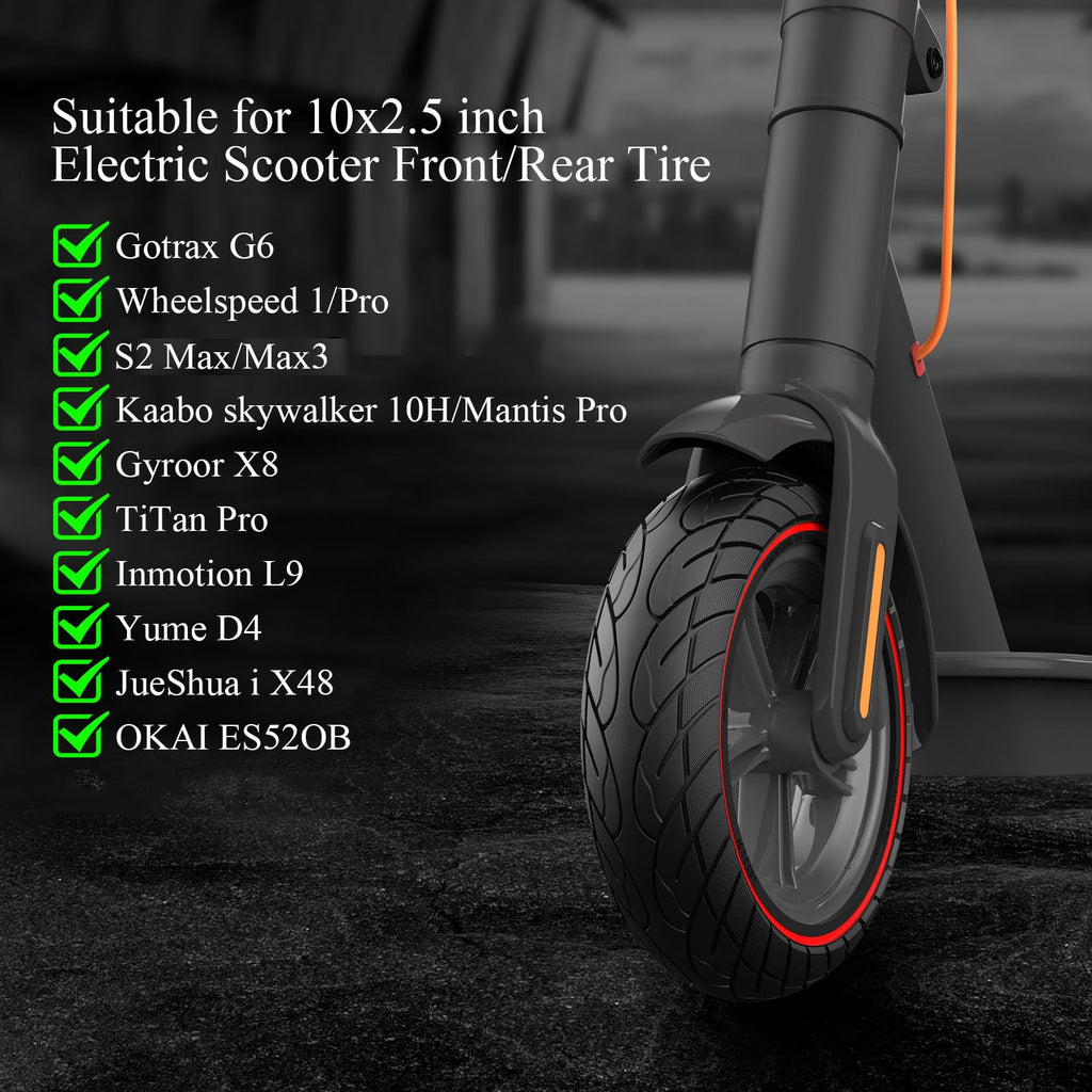 OUXI 10-Inch Solid Scooter Tyres | Puncture Proof for Ninebot Max G30P | 2 Pack