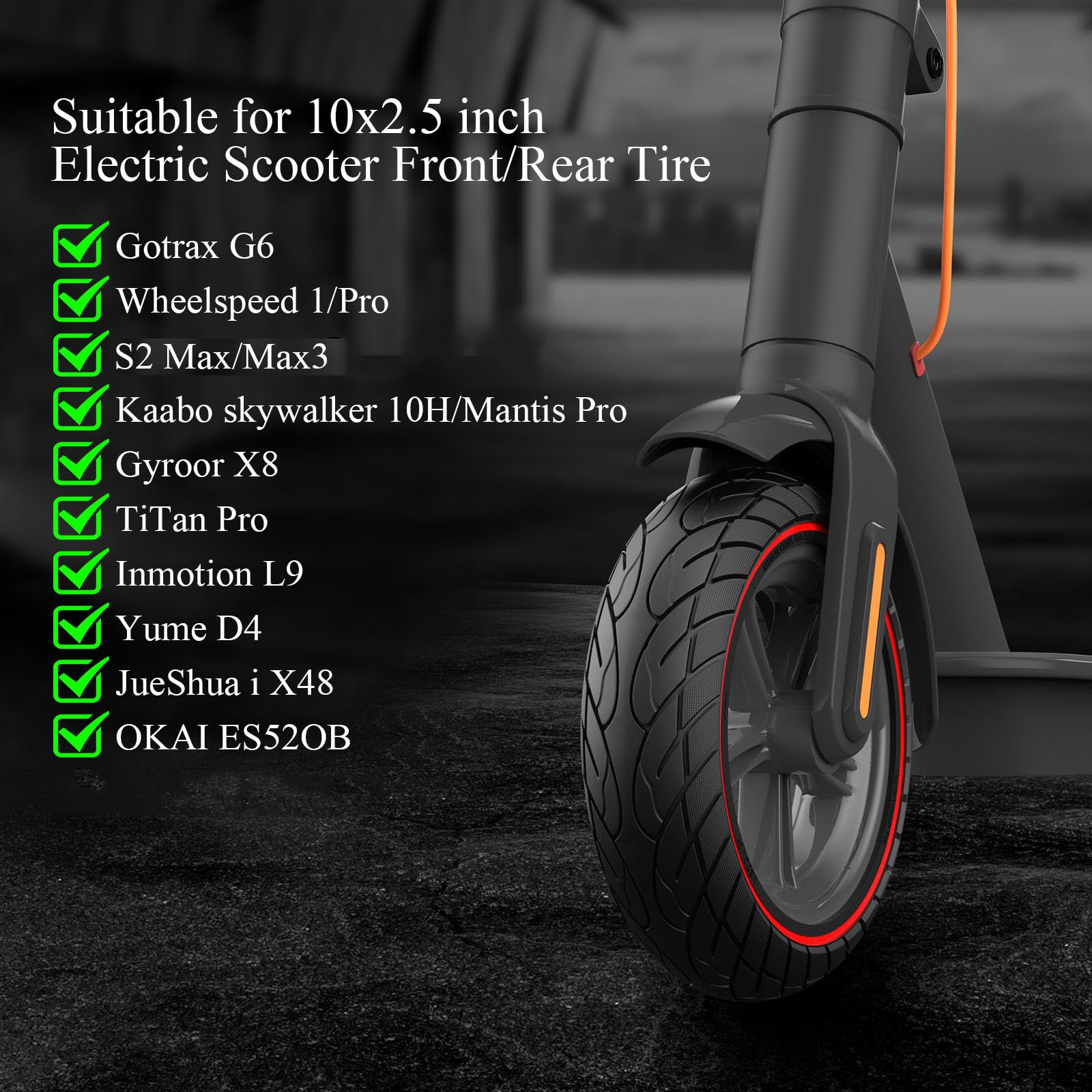 OUXI 10-Inch Solid Scooter Tyres | Puncture Proof for Ninebot Max G30P | 2 Pack