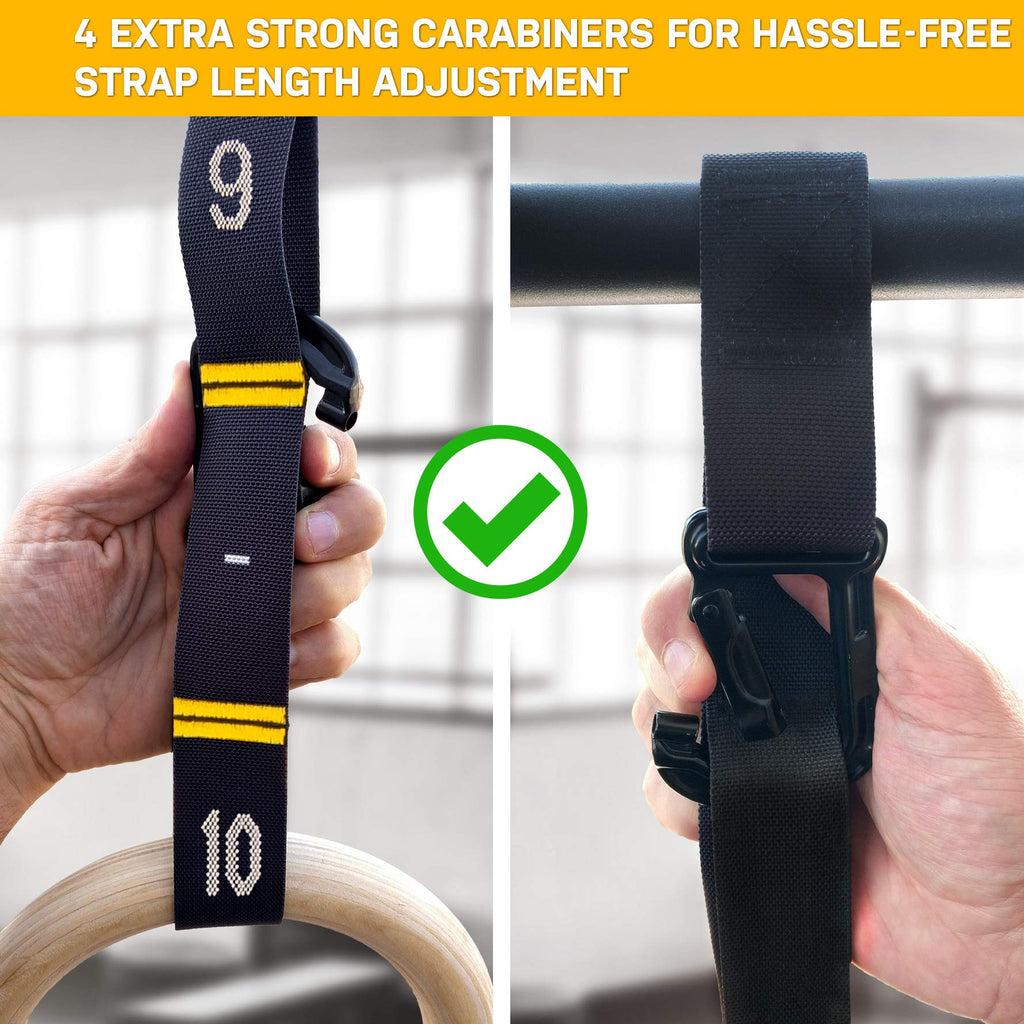 Double Circle Wood Gymnastic Rings | 1.25" Rings with Numbered Straps