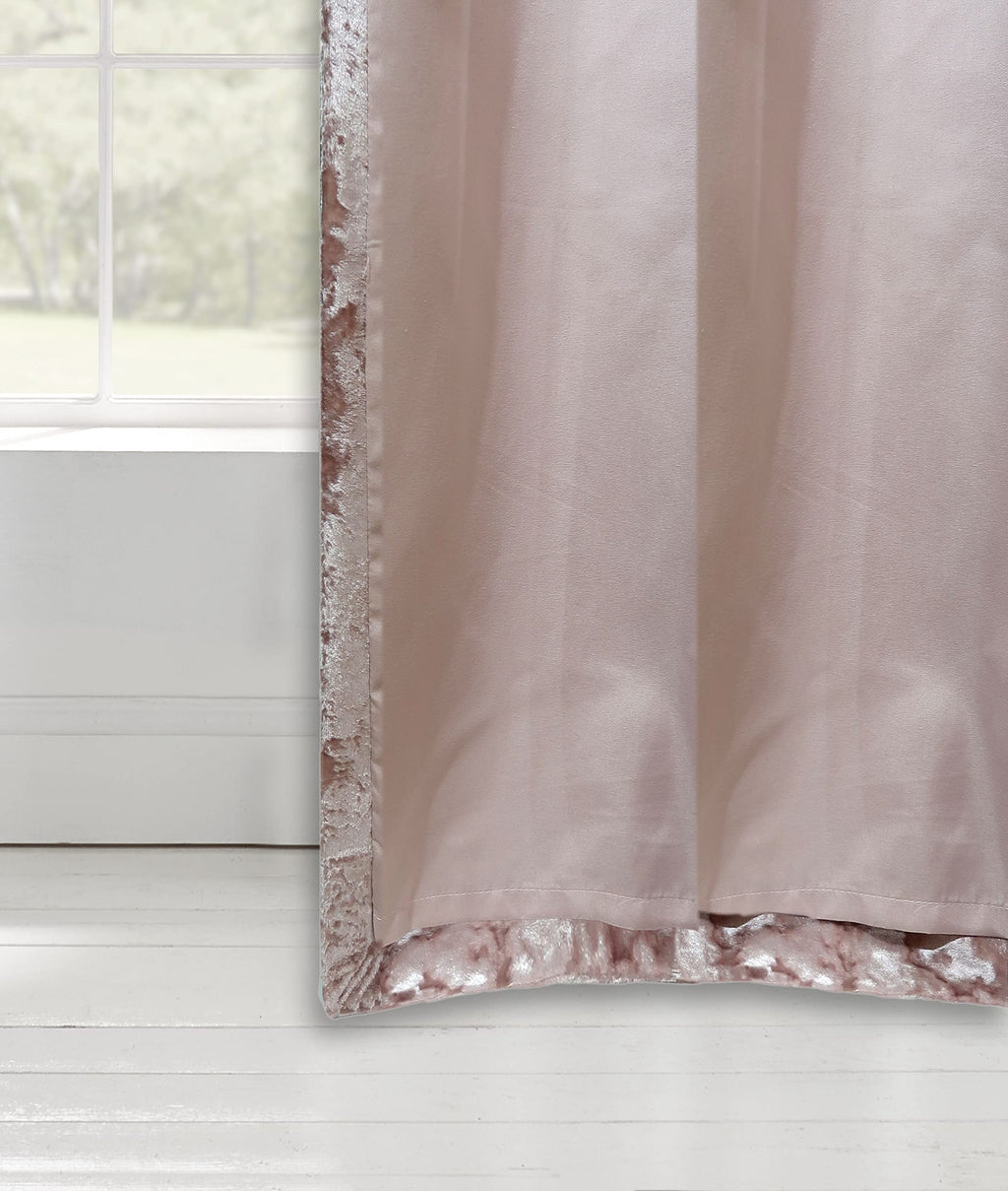 Catherine Lansfield Crushed Velvet Eyelet Curtains - Blush Pink 90x90