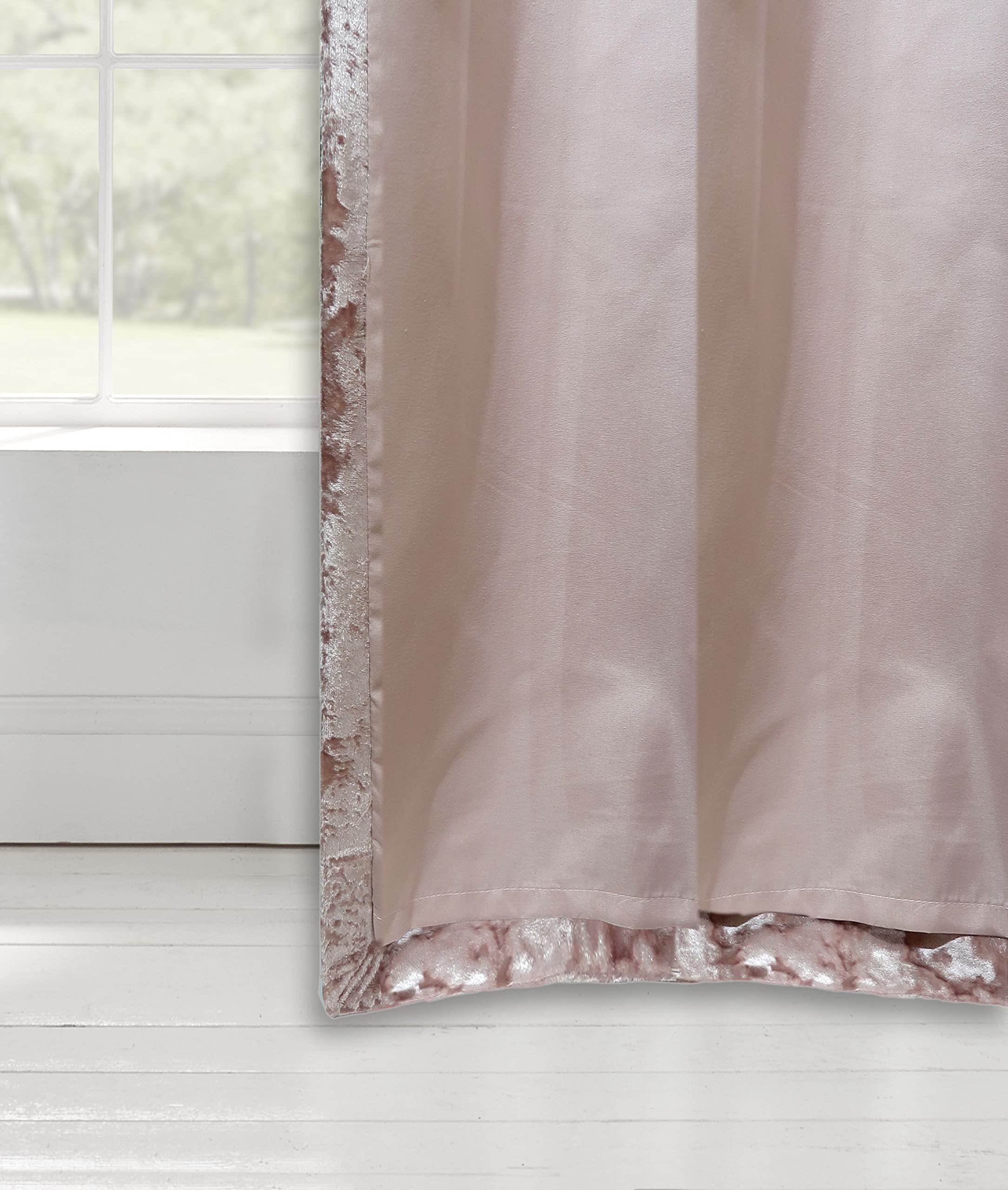Catherine Lansfield Crushed Velvet Eyelet Curtains - Blush Pink 90x90
