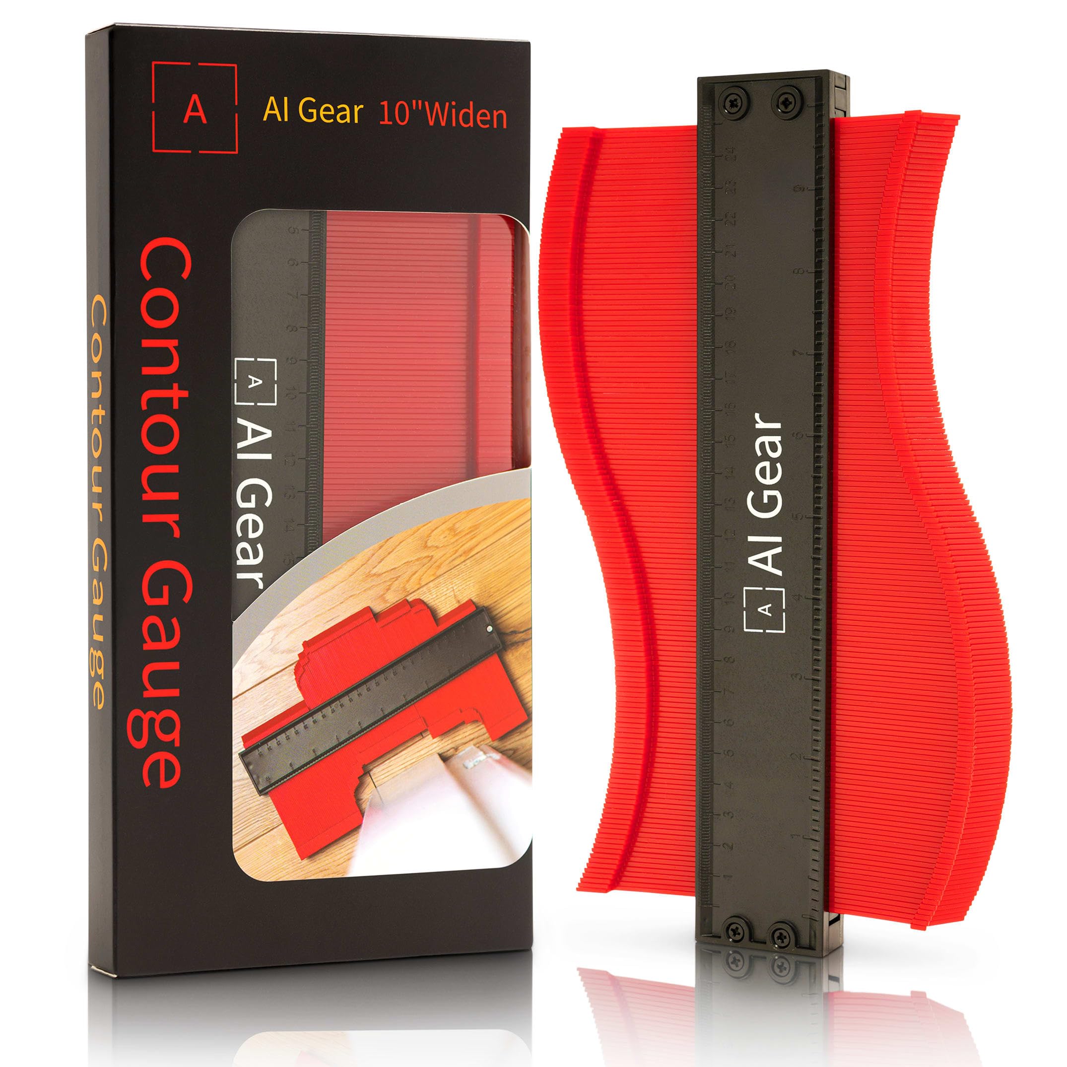 AI Gear 10-Inch Contour Gauge – Red Woodworking Shape Duplicator Tool