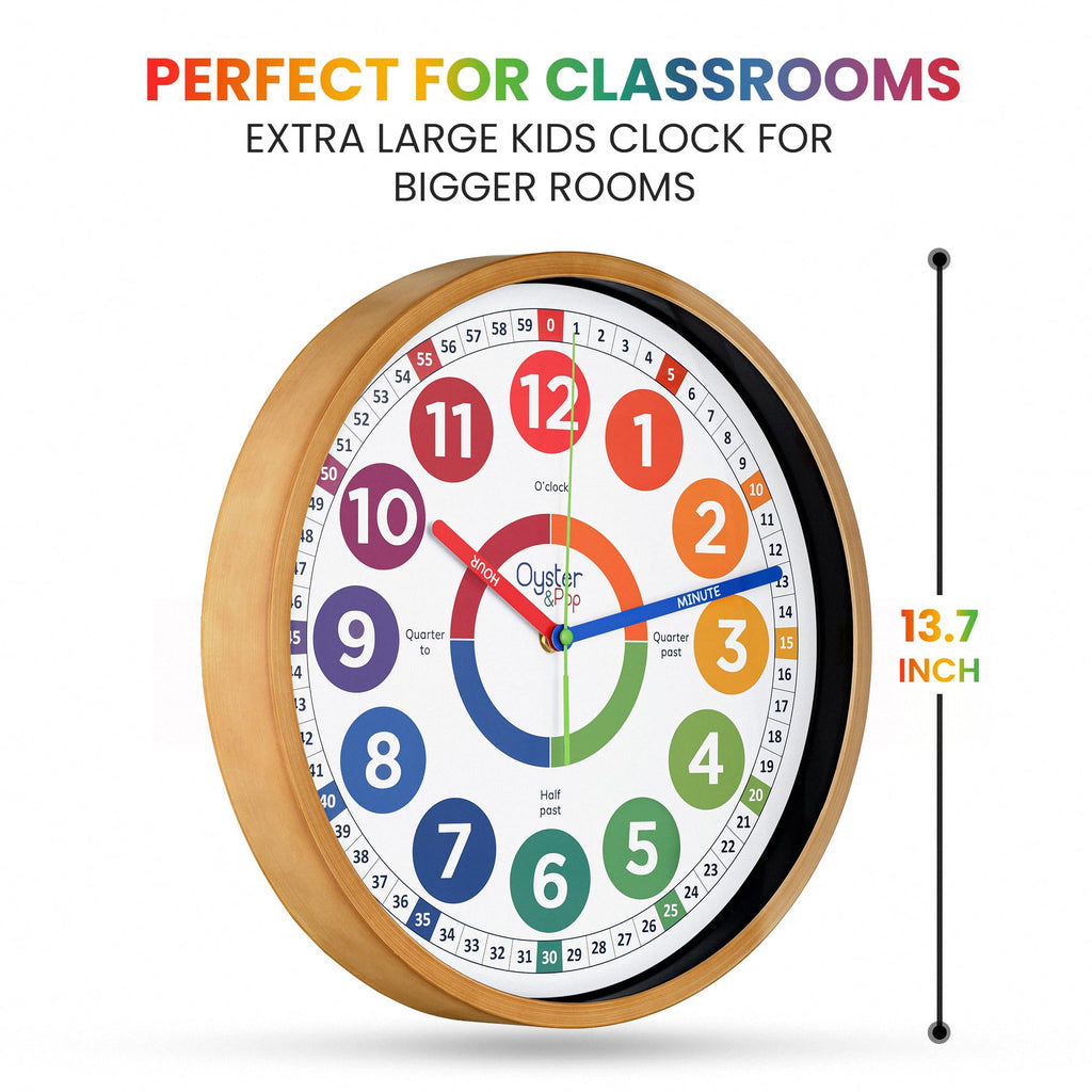14 Inch Learning Clock – Silent Analog Teaching Wall Clock