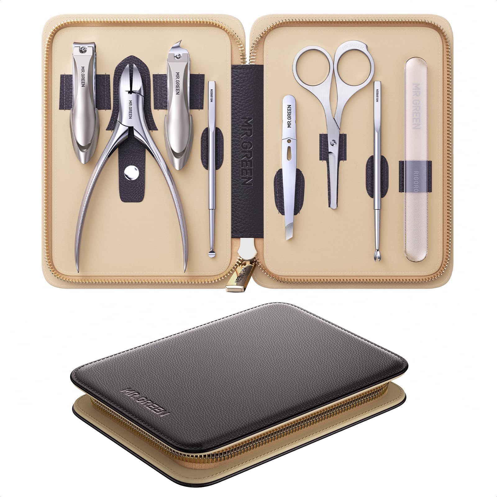 MR.GREEN 8-in-1 Manicure & Pedicure Set | Stainless Steel Grooming Kit