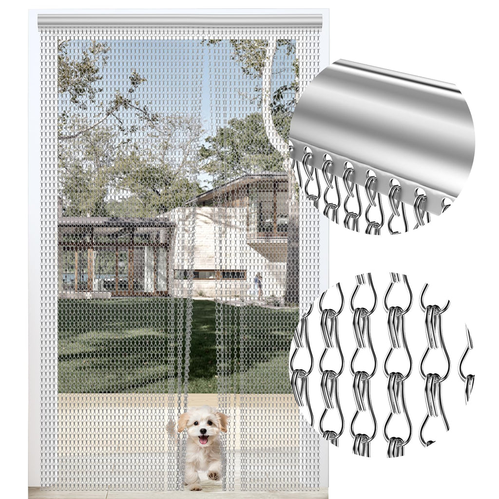 BriSunshine Aluminium Door Fly Chain Screen – 90x210cm Insect Curtain