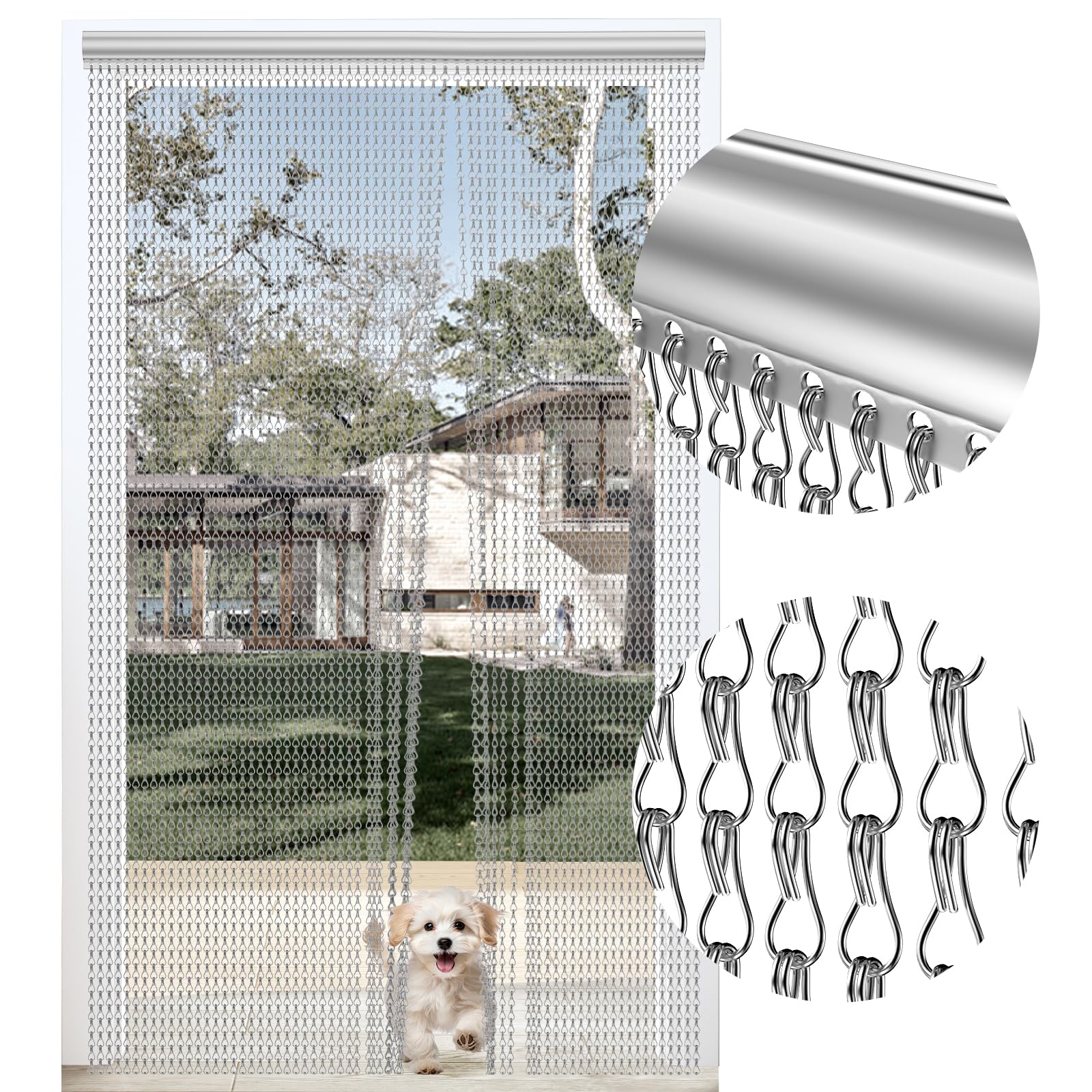 BriSunshine Aluminium Door Fly Chain Screen – 90x210cm Insect Curtain
