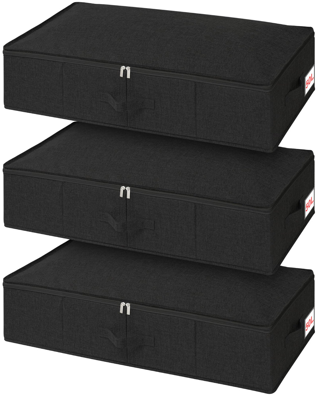 Jolof Store Underbed Storage Box with Lids | 3-Pack Foldable Fabric Bins