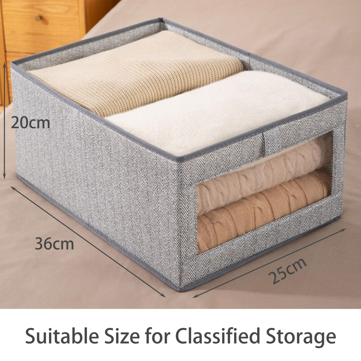 Goesort Set of 5 Clothes Storage Boxes, Wardrobe Storage Organiser Fabric Clothes Organiser - image 3